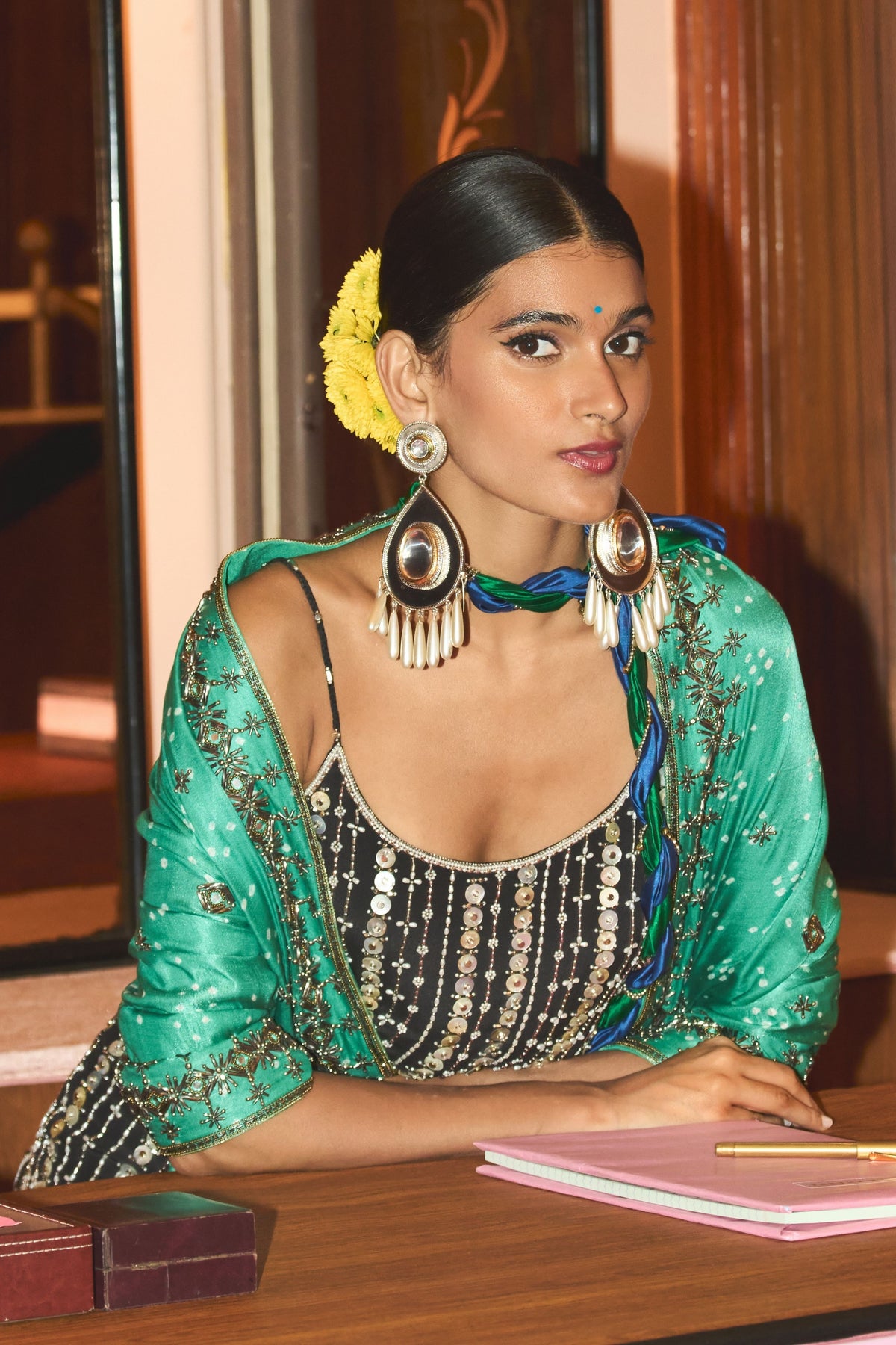 Madhubala Ivory Turquoise Lehenga Set