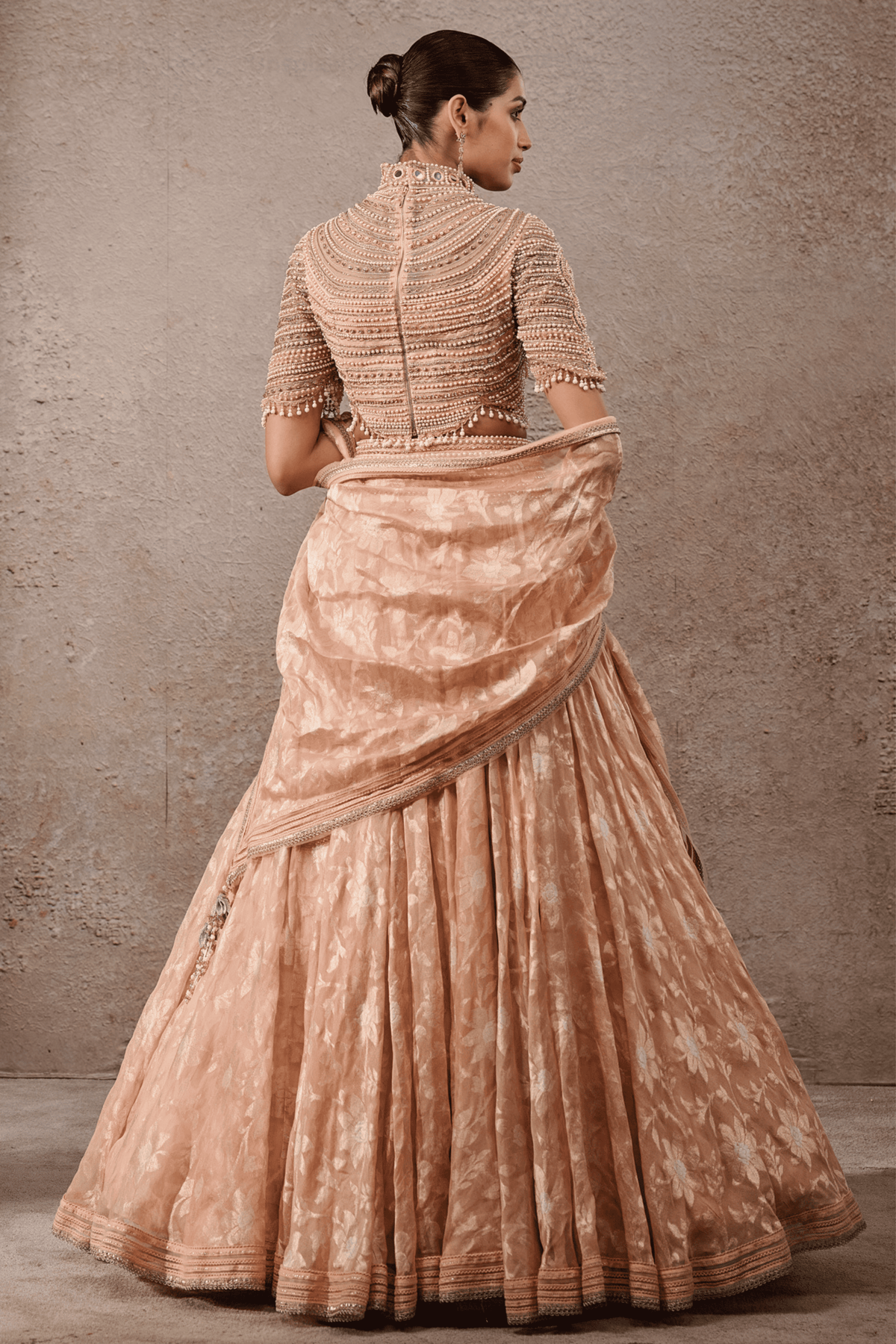 Blush Pearl Textile Lehenga