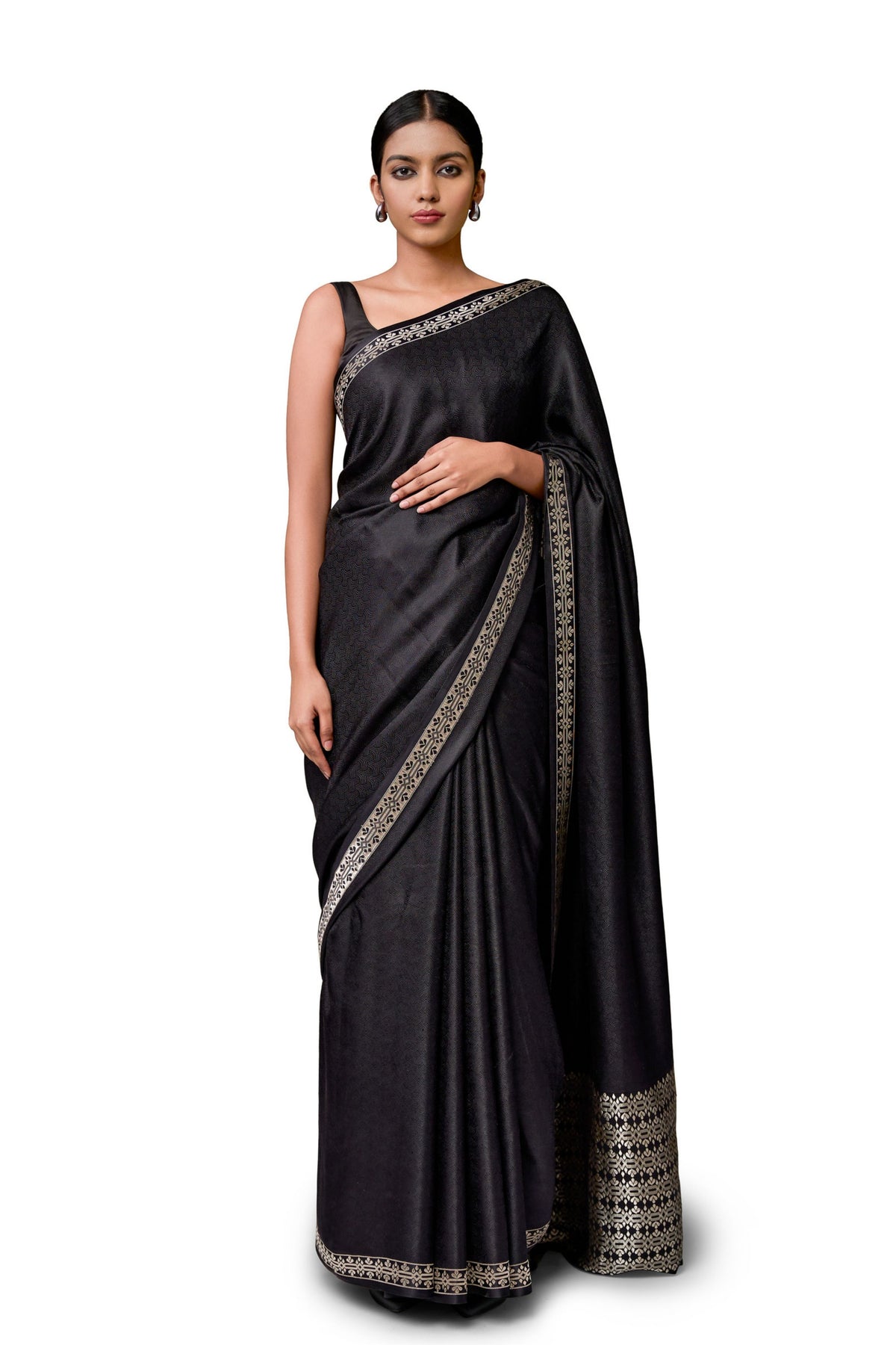 Black Gajji Satin Saree