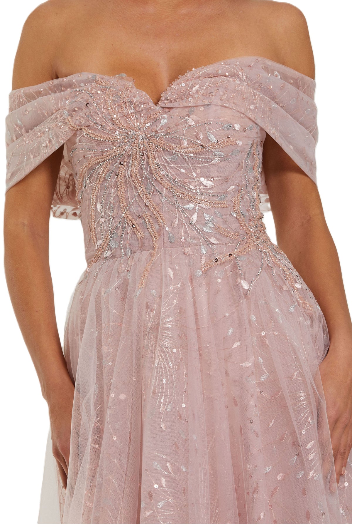 Pink Tulle Off the Shoulder Ball Gown