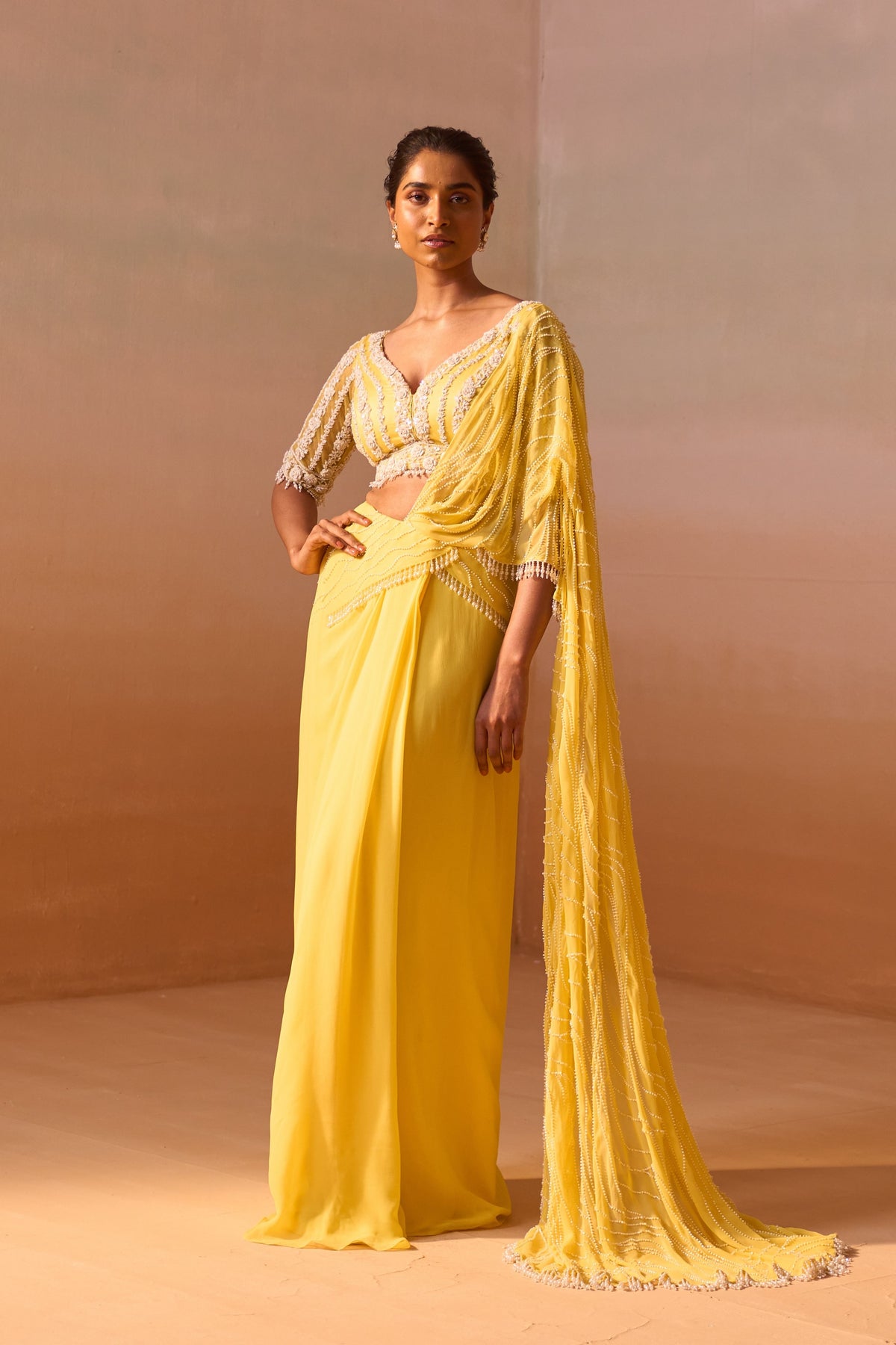 Yellow Georgette Saree