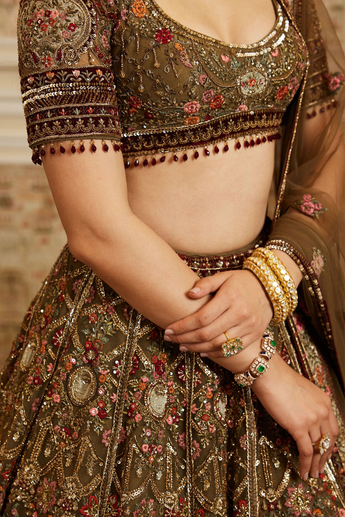 Reehana Olive Green Lehenga Set