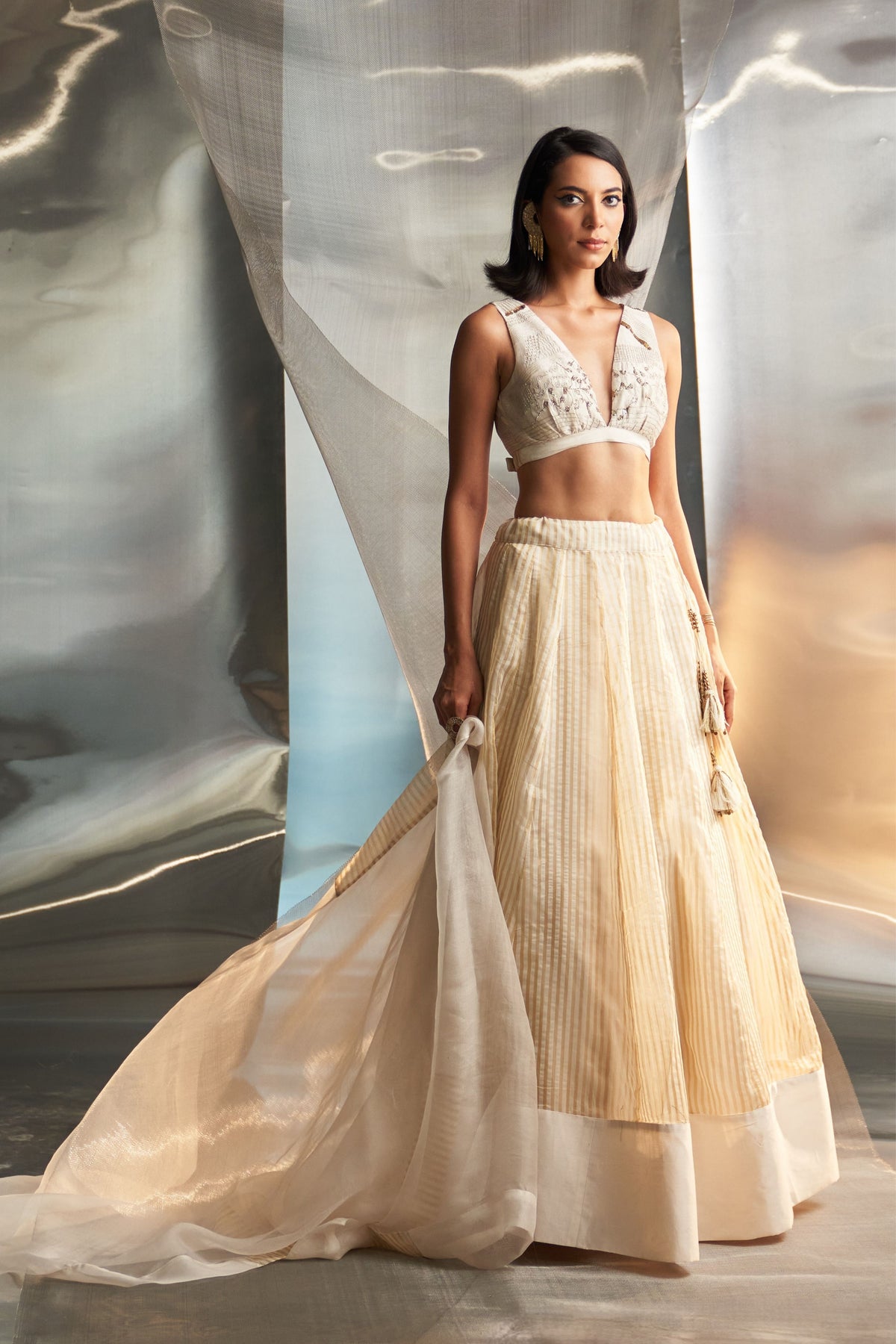 Tissue Lehenga Set