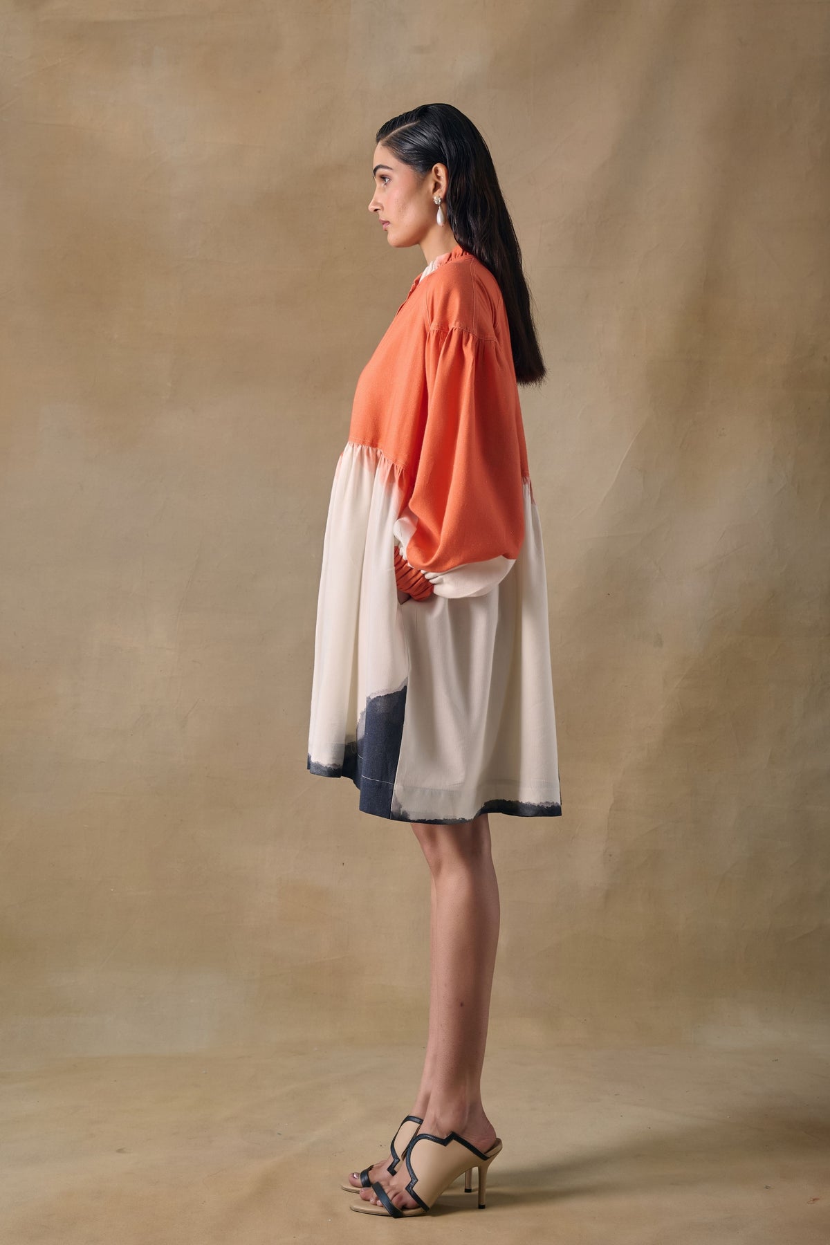 Orange Washed Gathered Dress