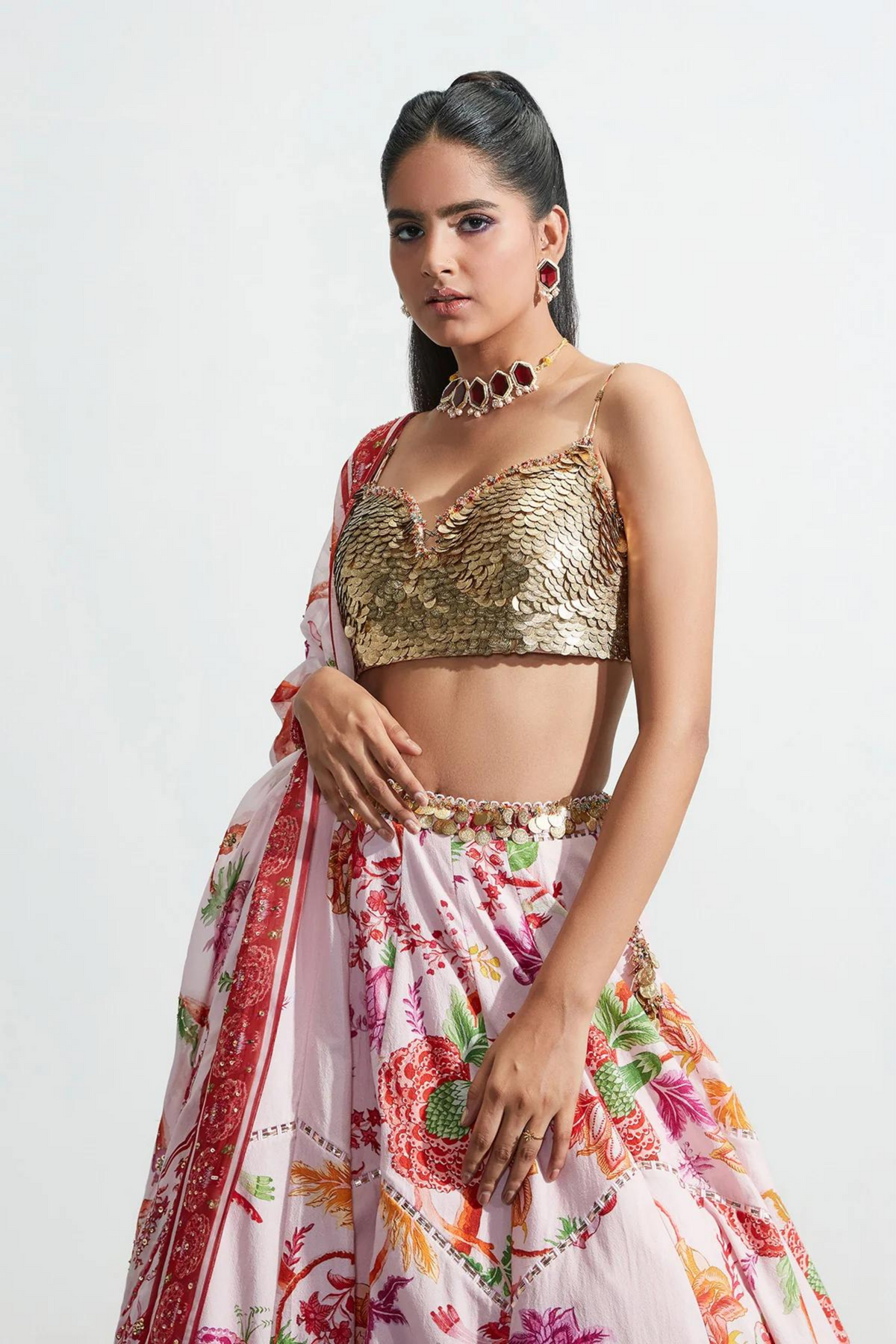 Amina Blush Embroidered Lehenga Set