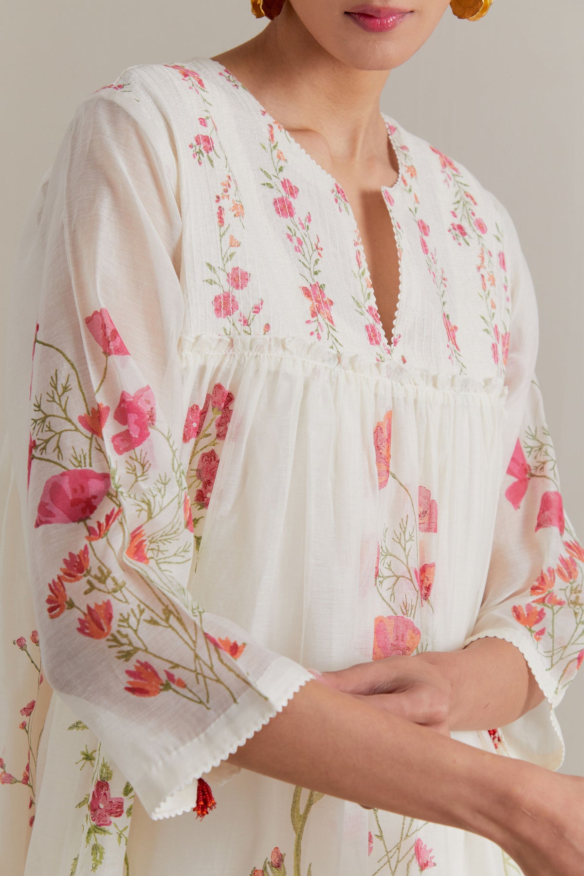 Pink Green Single Kurta Set