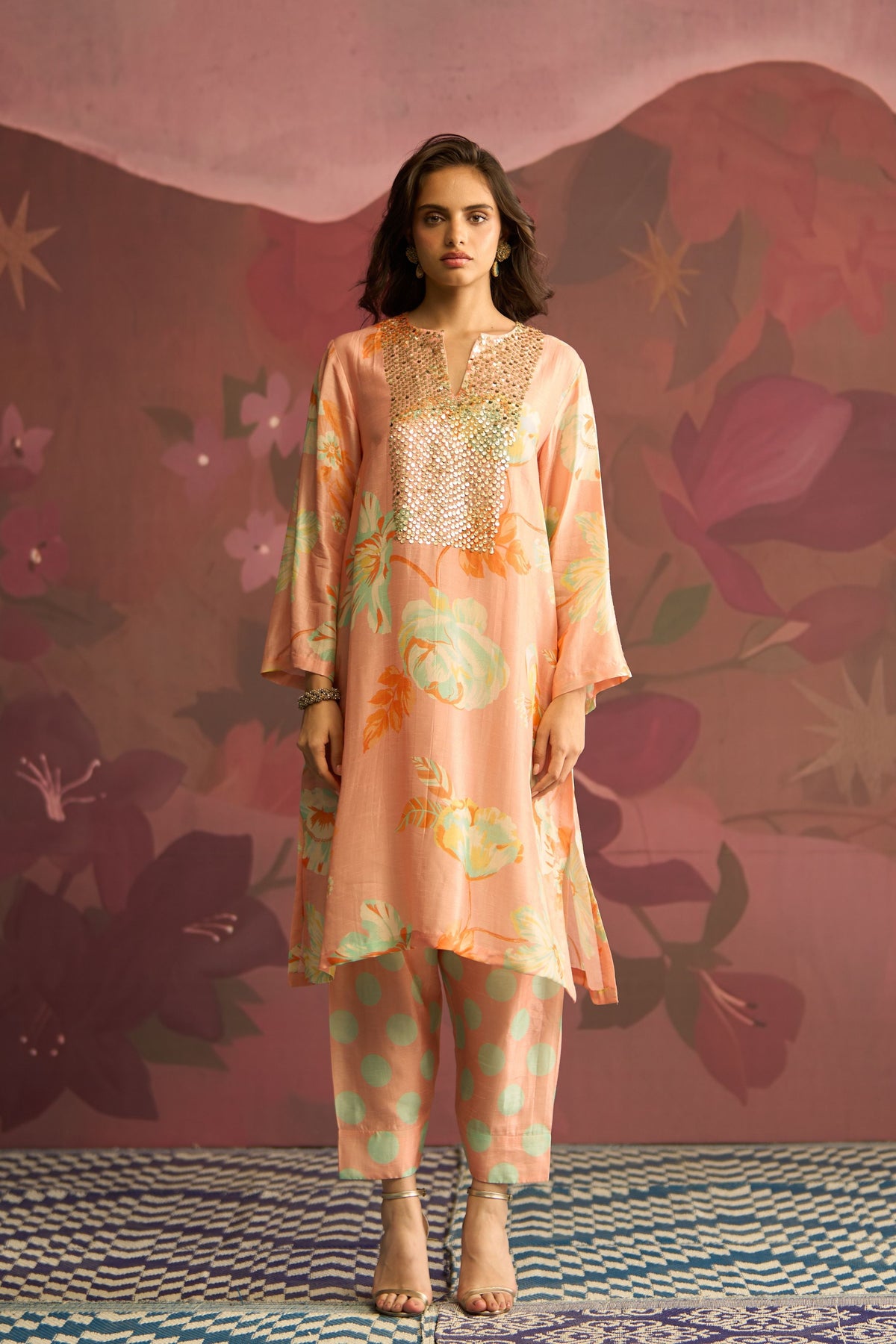 Peach Gleam Kurta Set