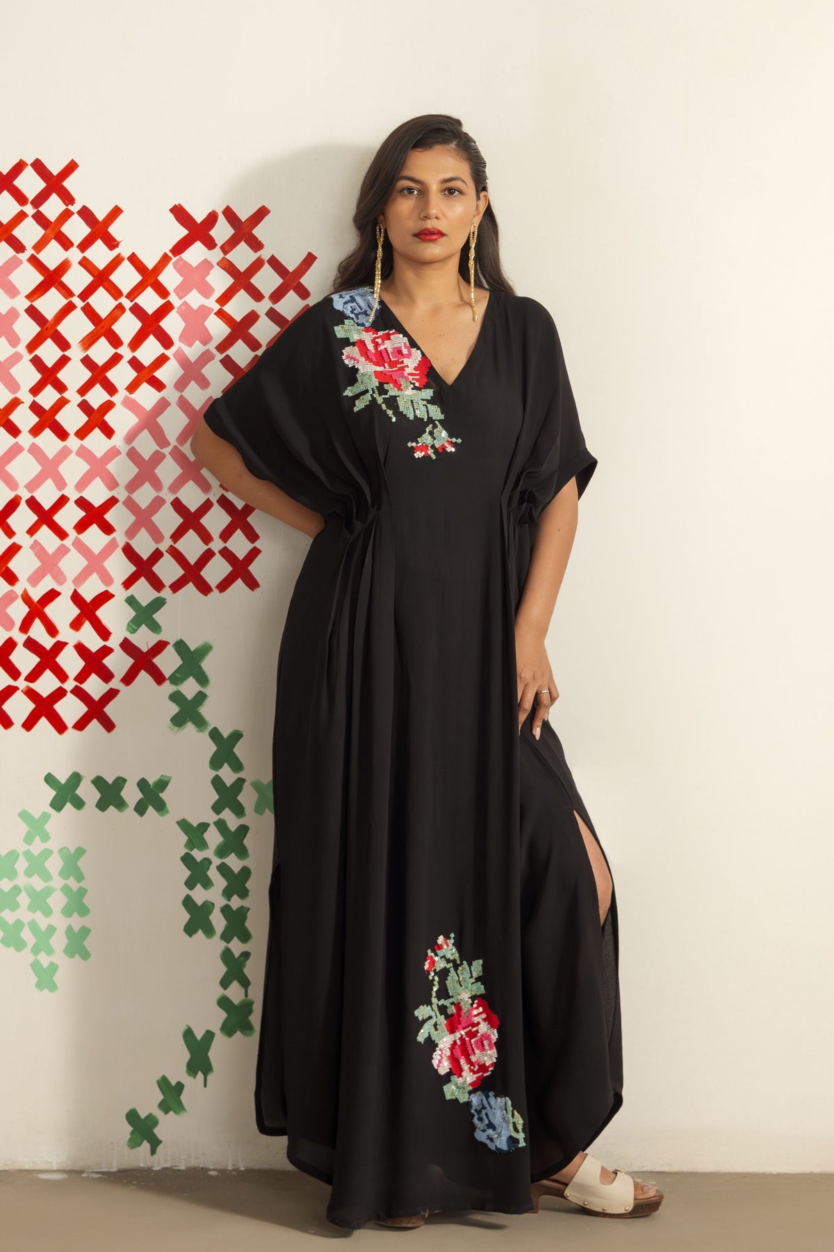 Black Bloom Kaftan