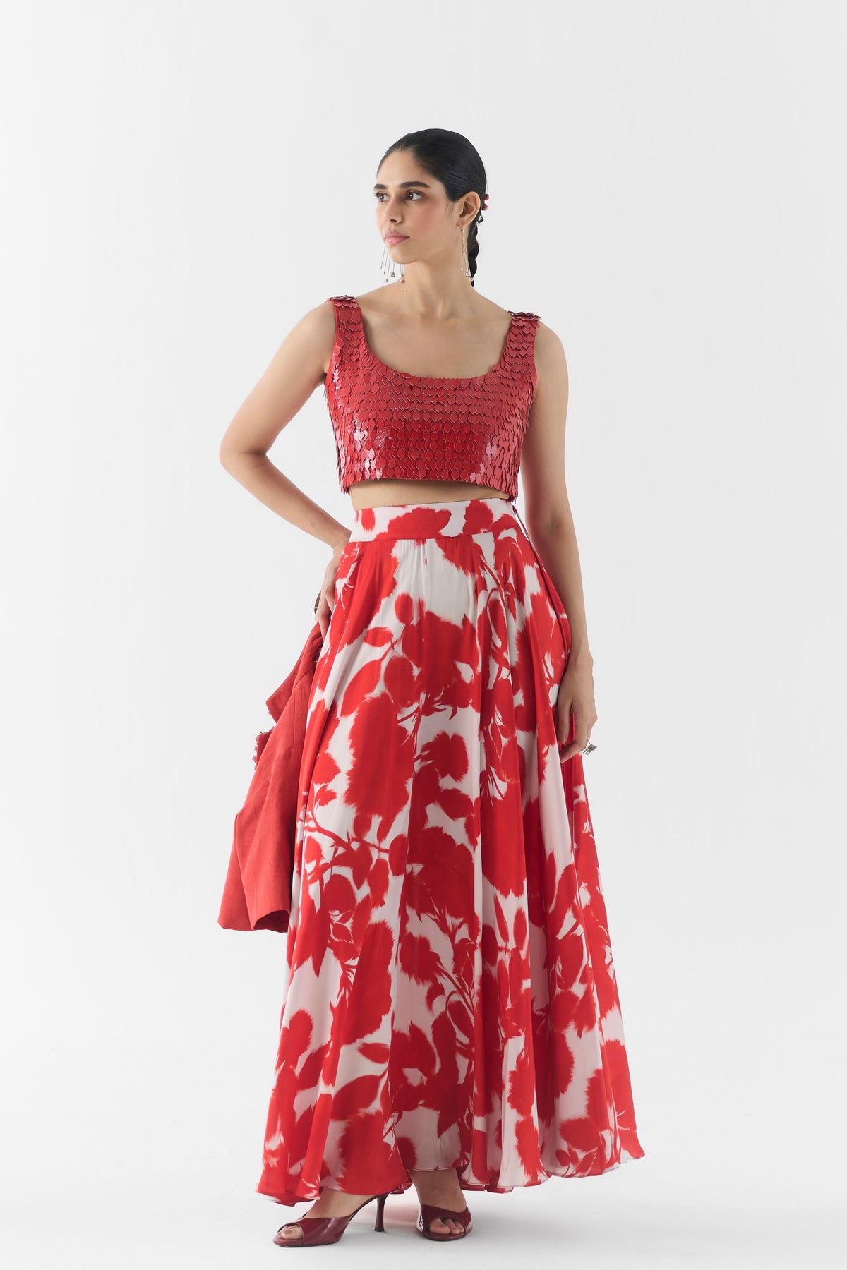 Red Ink Skirt Set