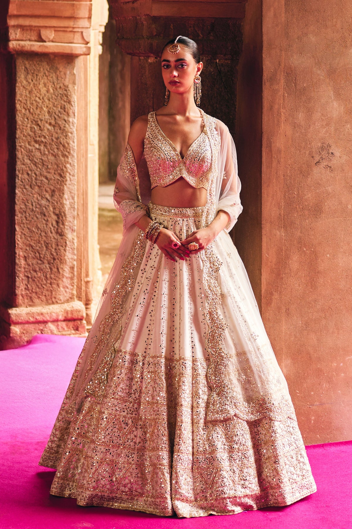 Ivory Raw Silk Lehenga Set