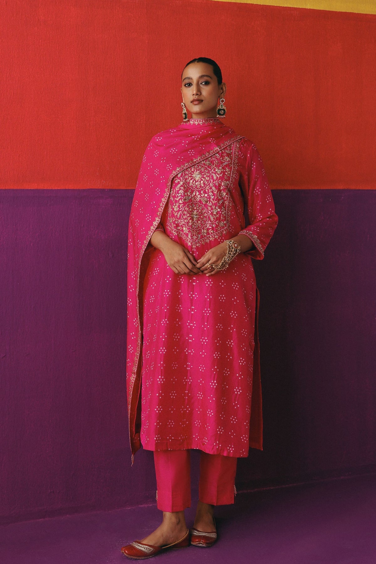 Flower Bandhani Kurta Set
