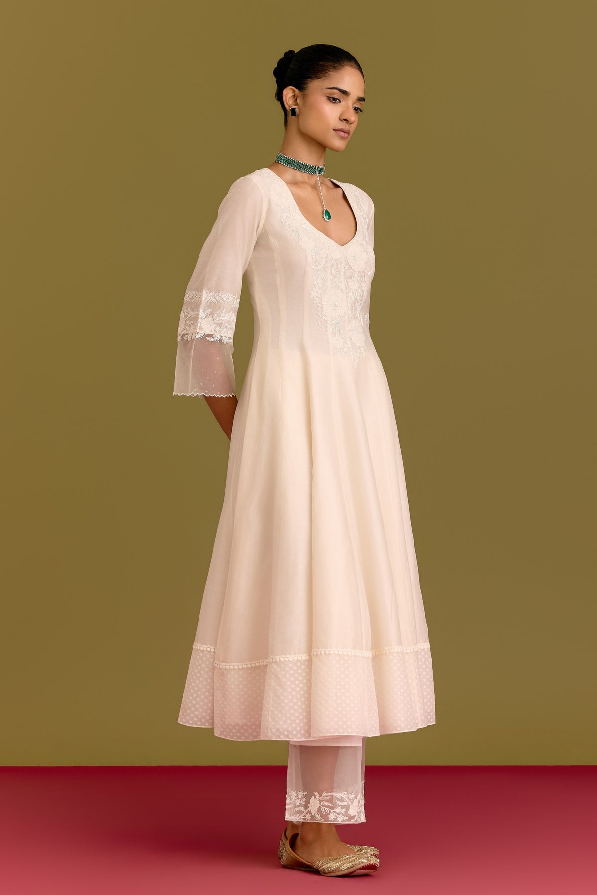 Ivory Anarkali Set