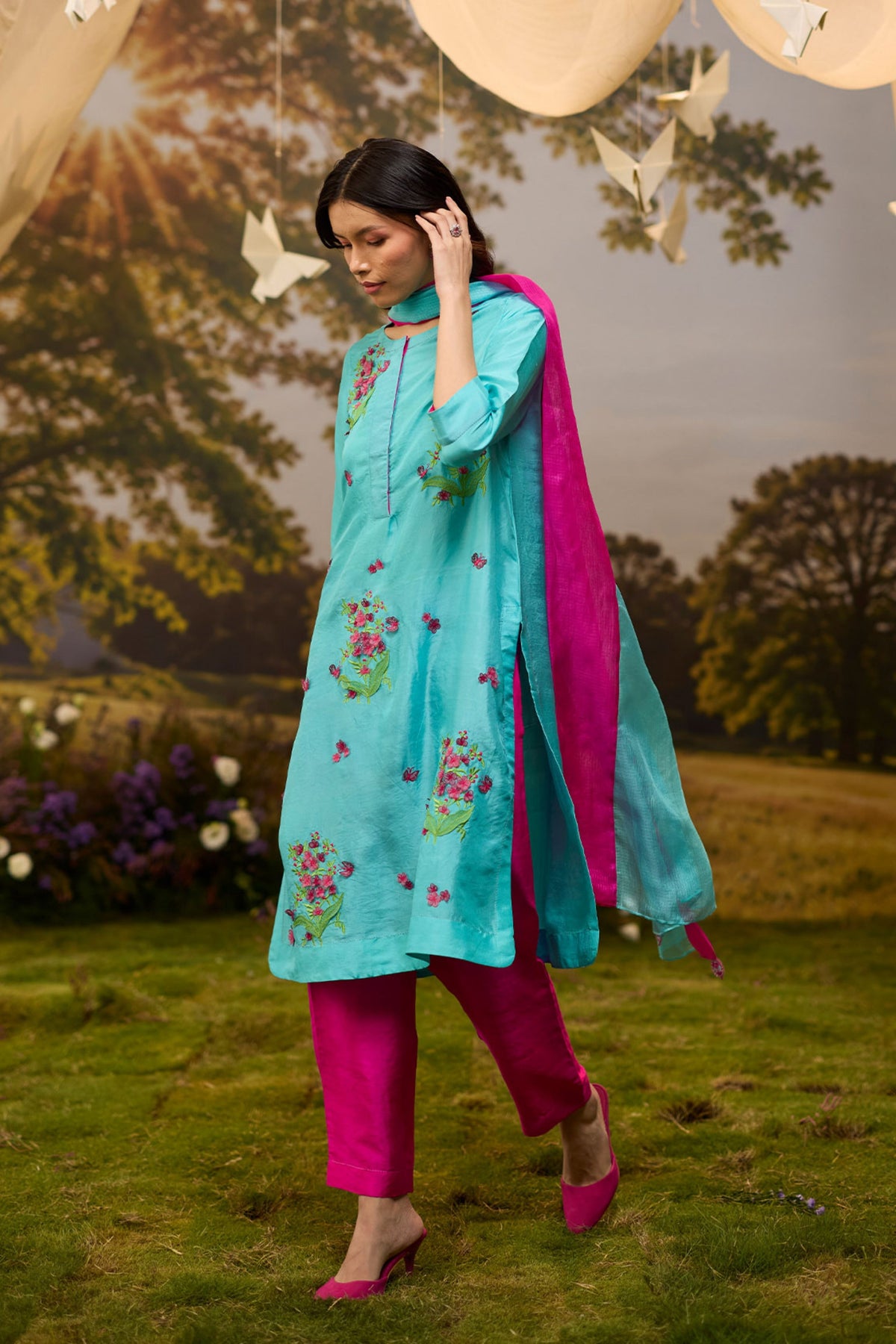 Where Colours Meet Blue Dupatta
