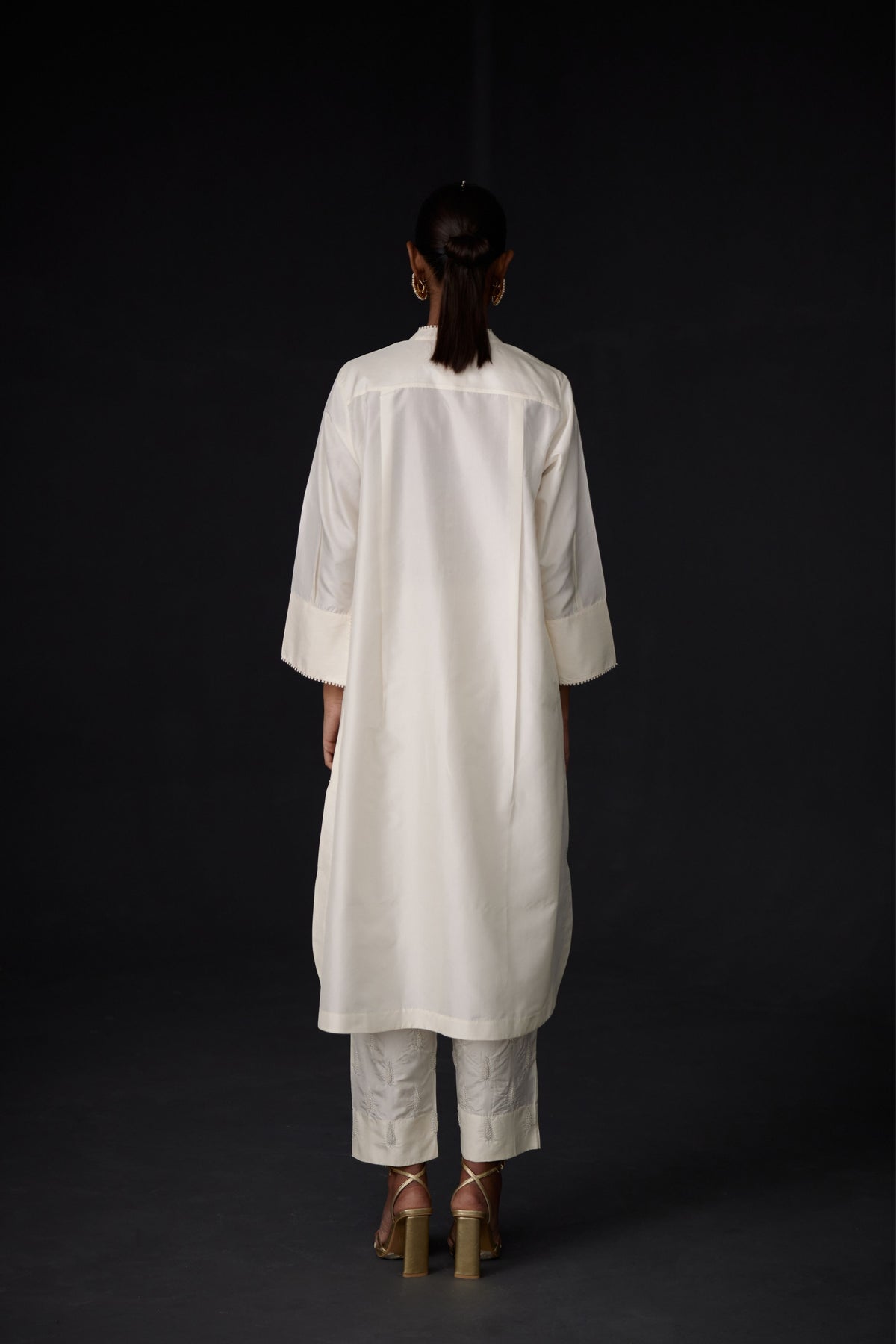 Ivory Embroidered Tunic &amp; Trouser Set