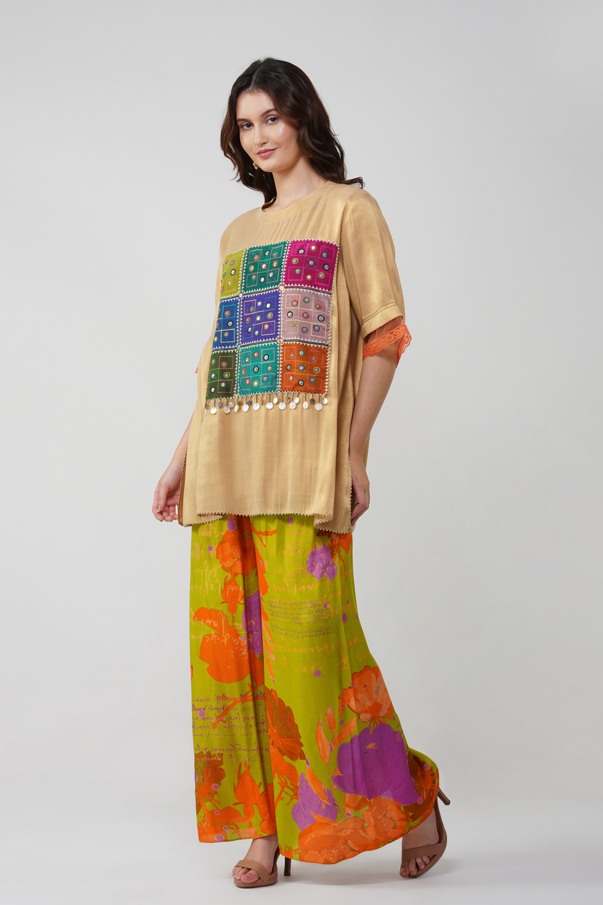 Floral Mirrorwork Top Set