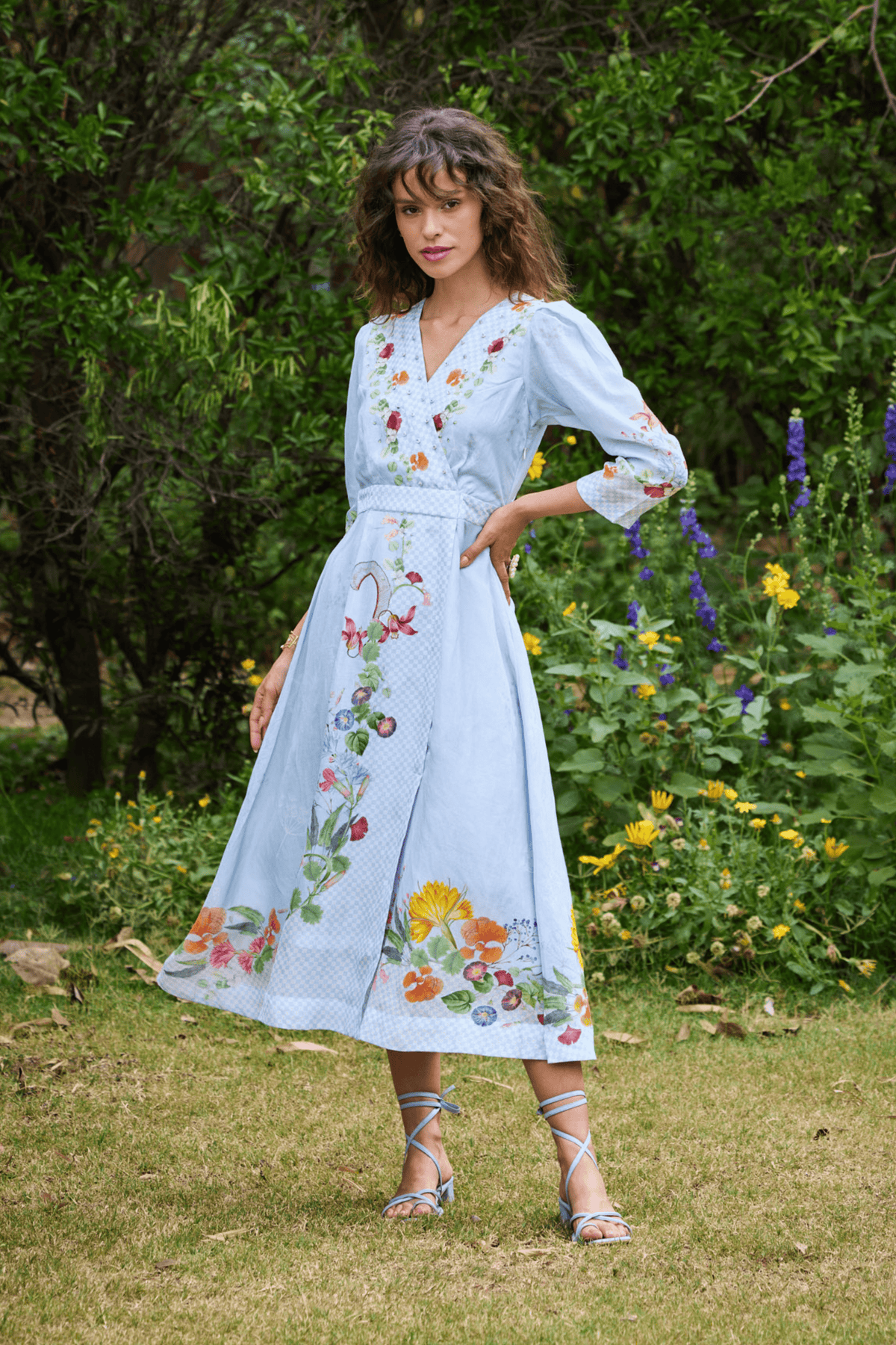 Parisian Wrap Dress Sky Blue