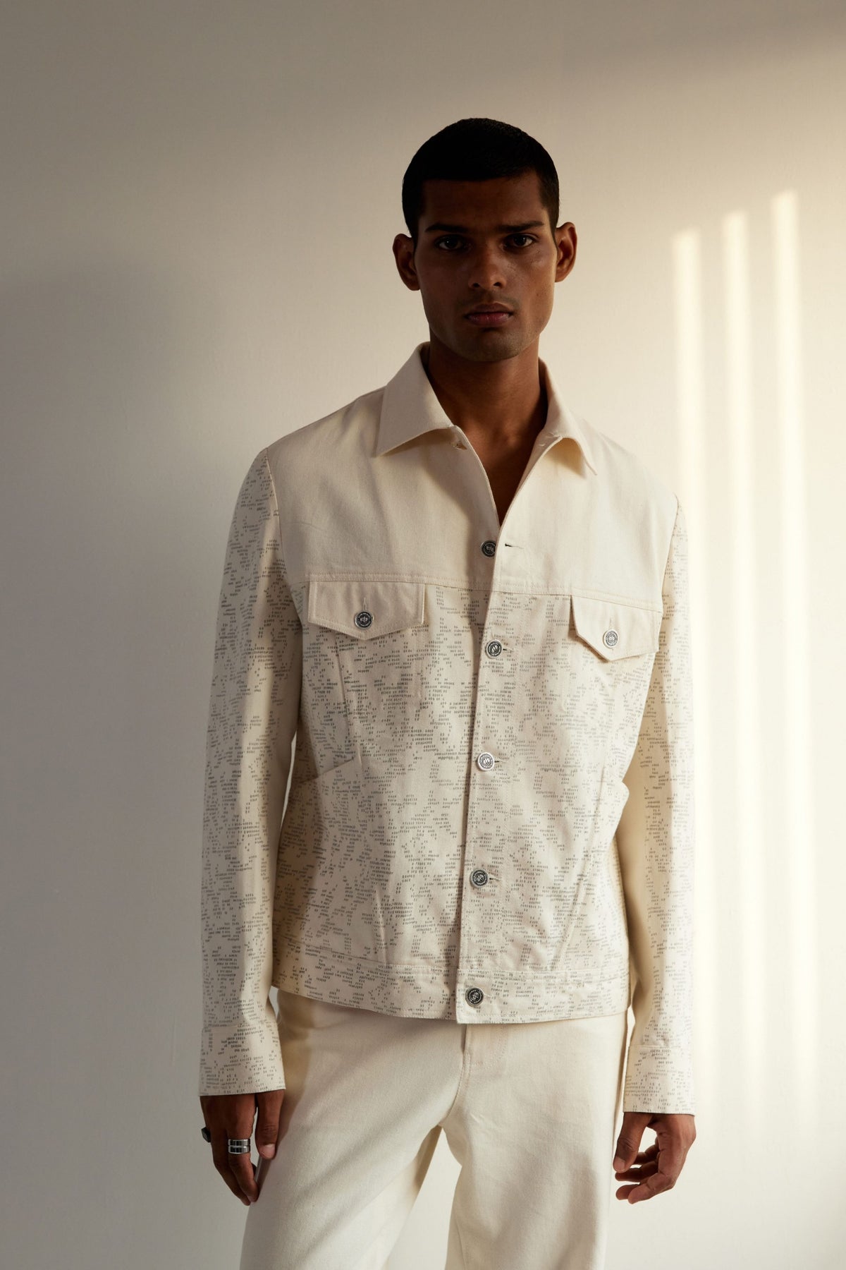 Camo-block Print Denim Jacket