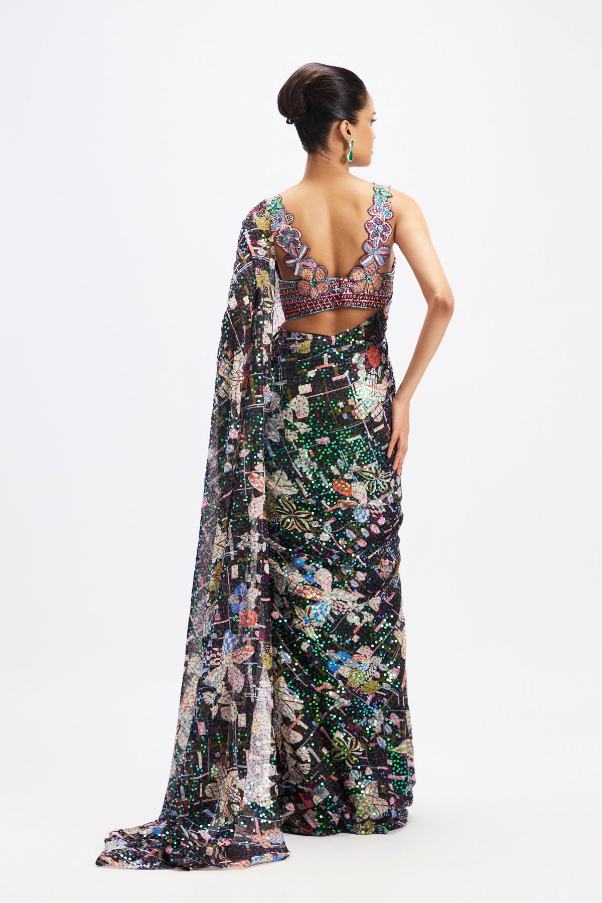Noctura Sequin Tulle Saree