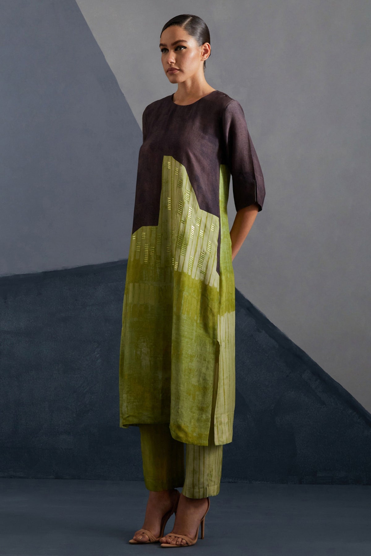 Omen Moss & Coffee Kurta Set