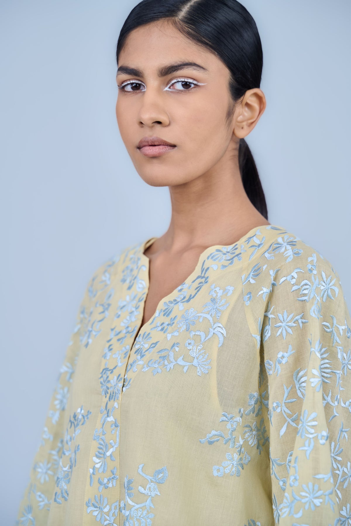 Yellow &amp; Blue Threadwork Top