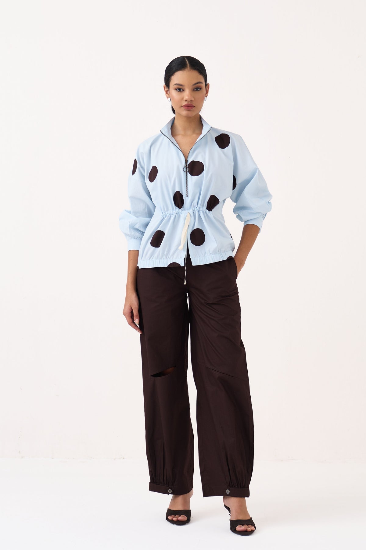 Drawstring Polka Top