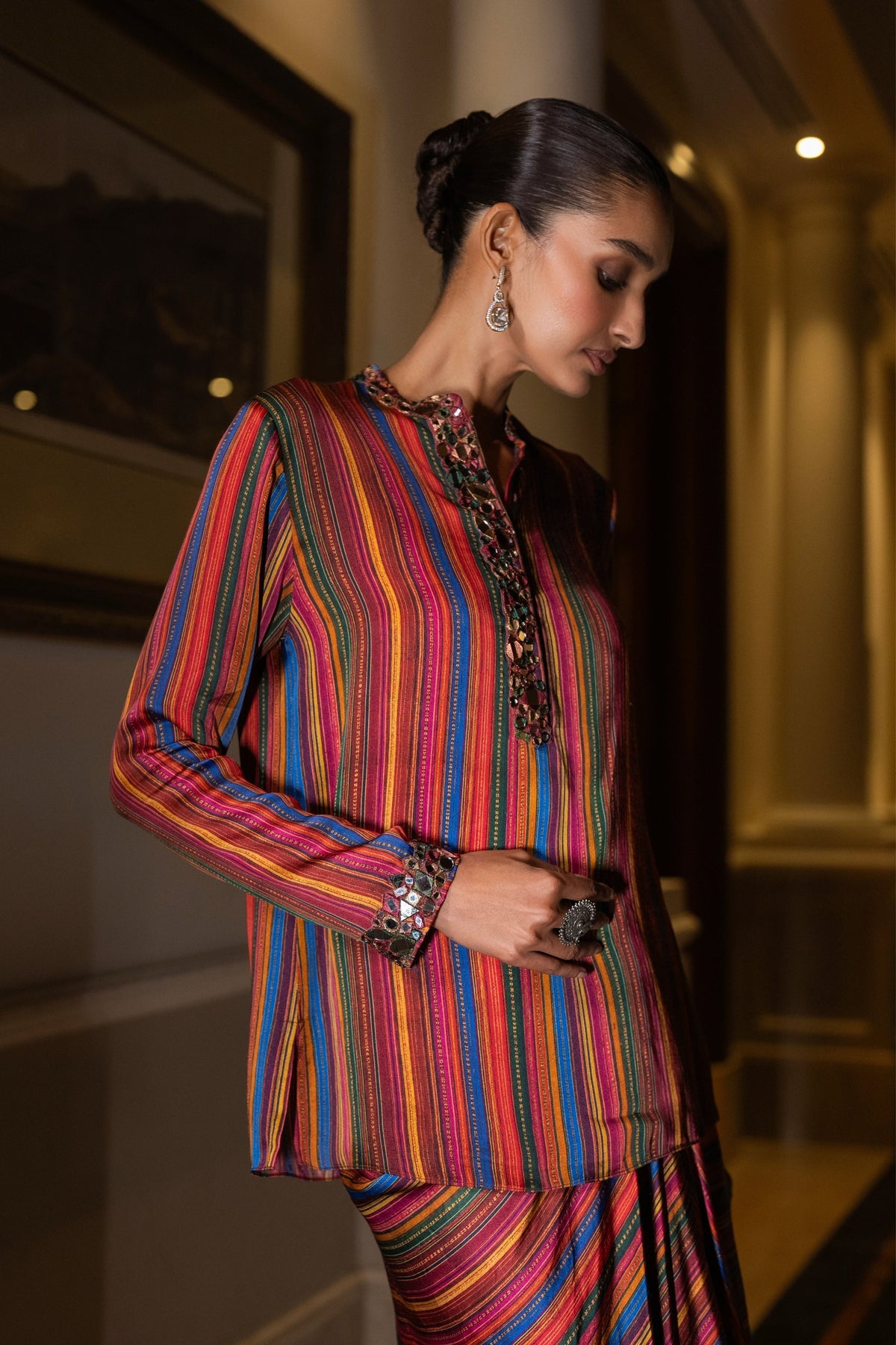 Mirror Embroidered Multi Color Shirt