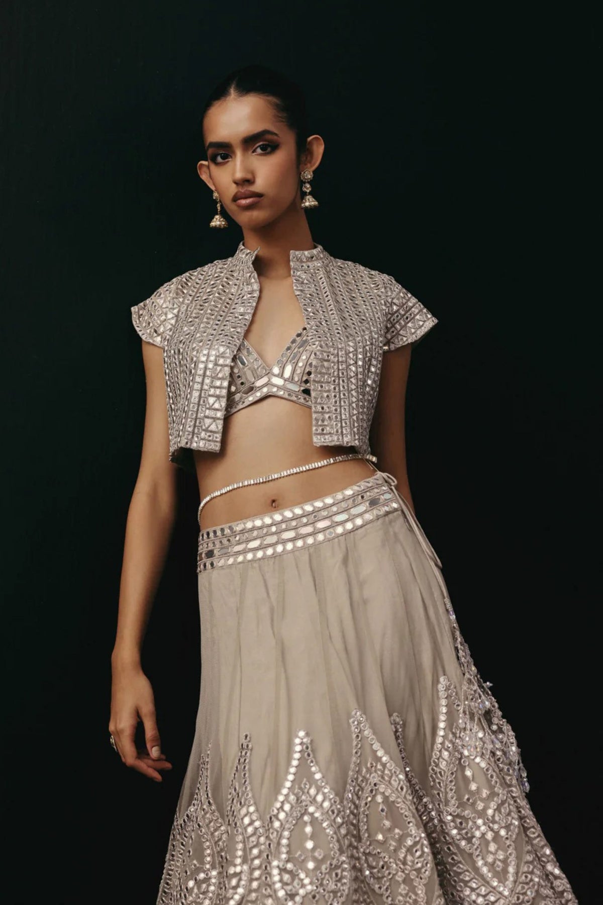Silver Zari Lehenga Set