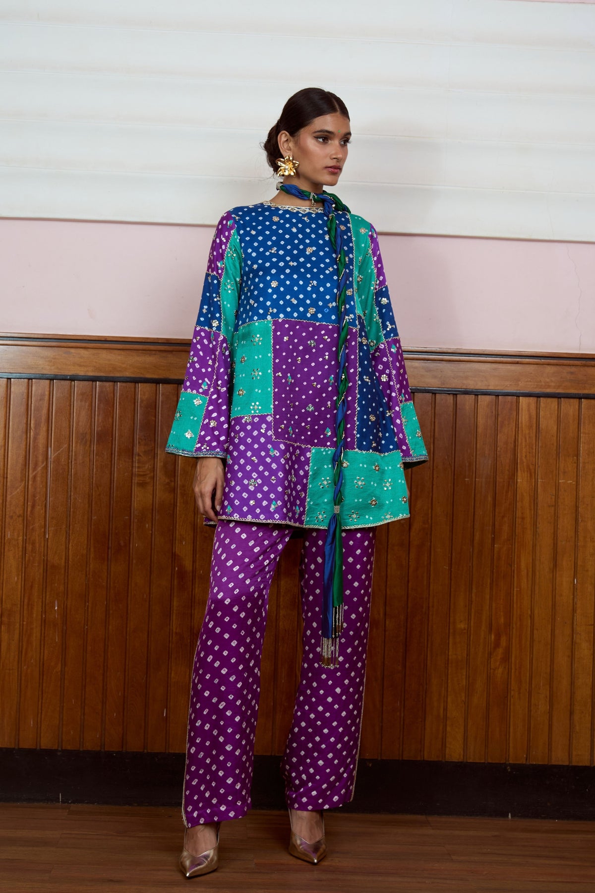 Nazariya Patchwork Bandhani Kurta Set