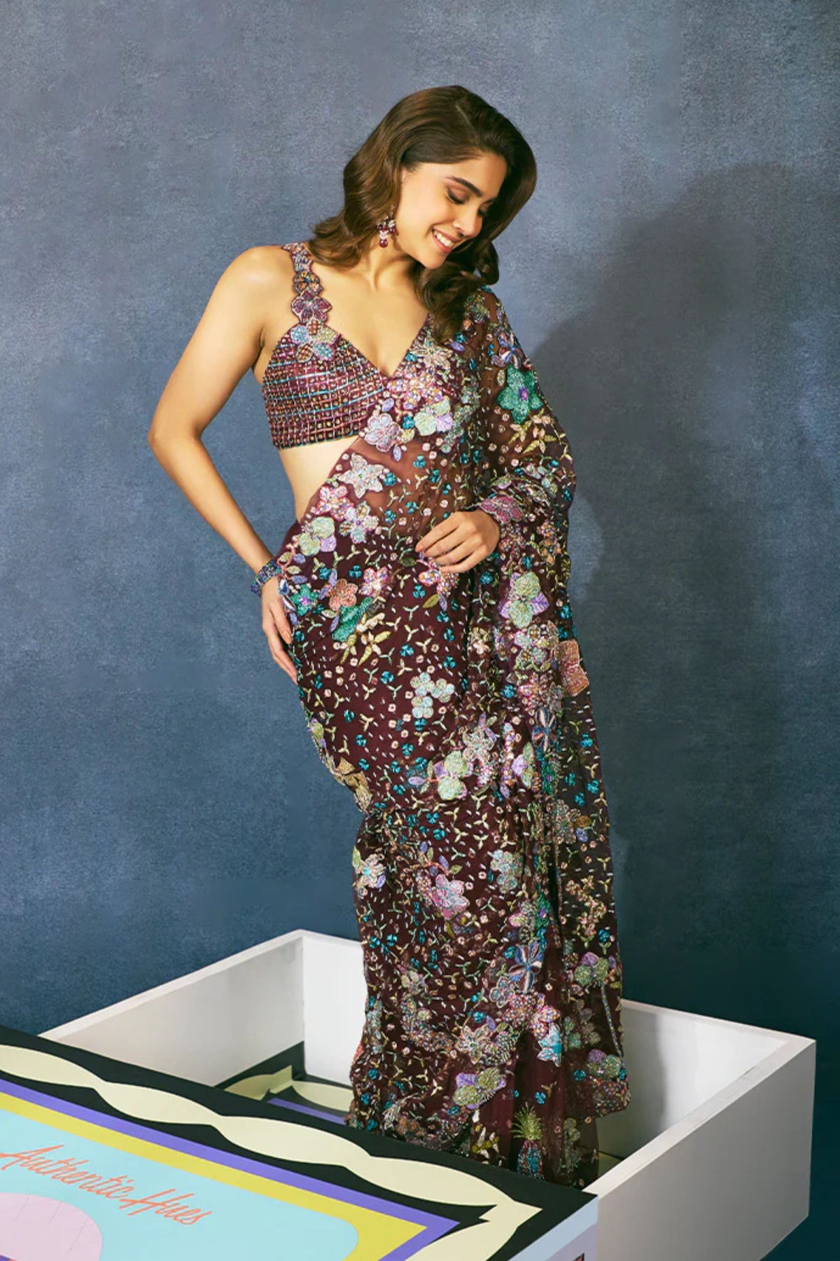 Noctura Sequin Tulle Saree