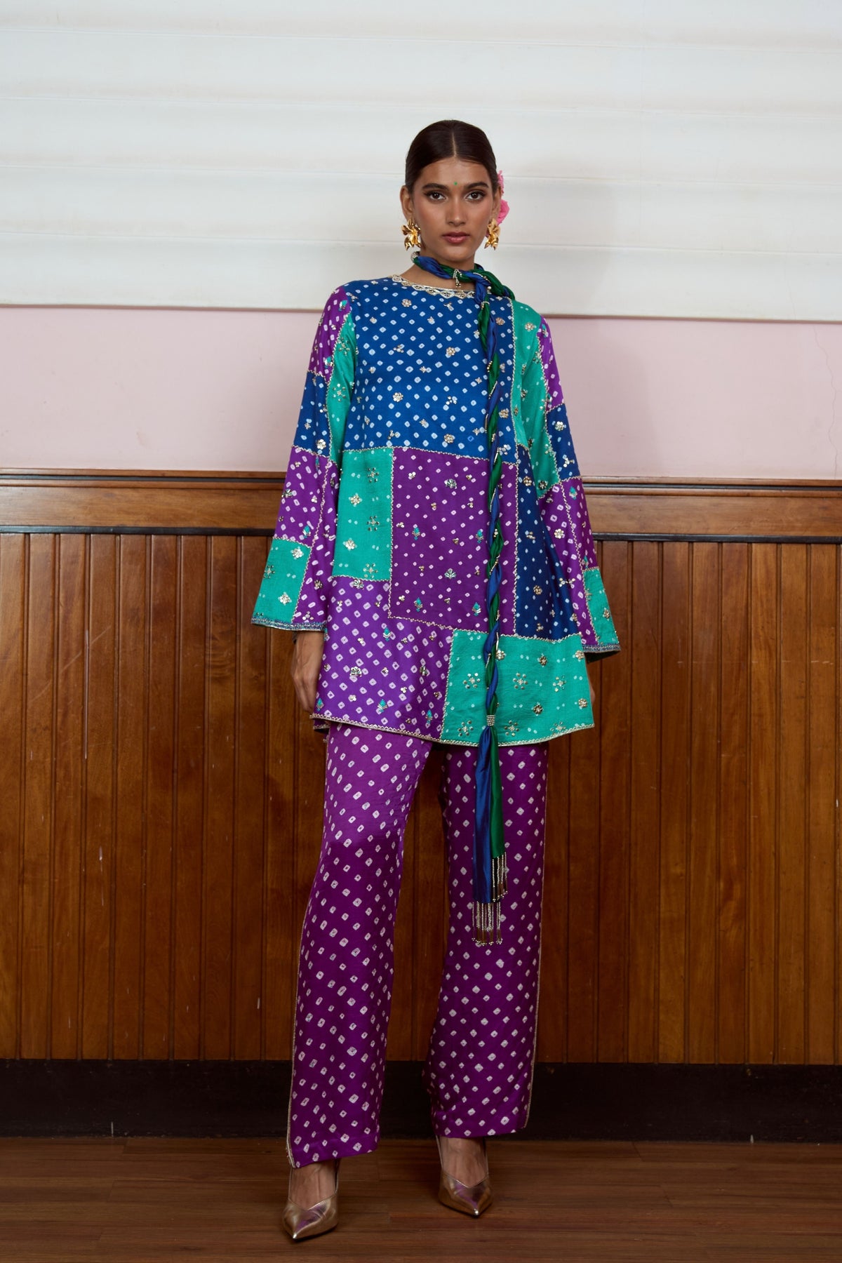 Nazariya Patchwork Bandhani Kurta Set