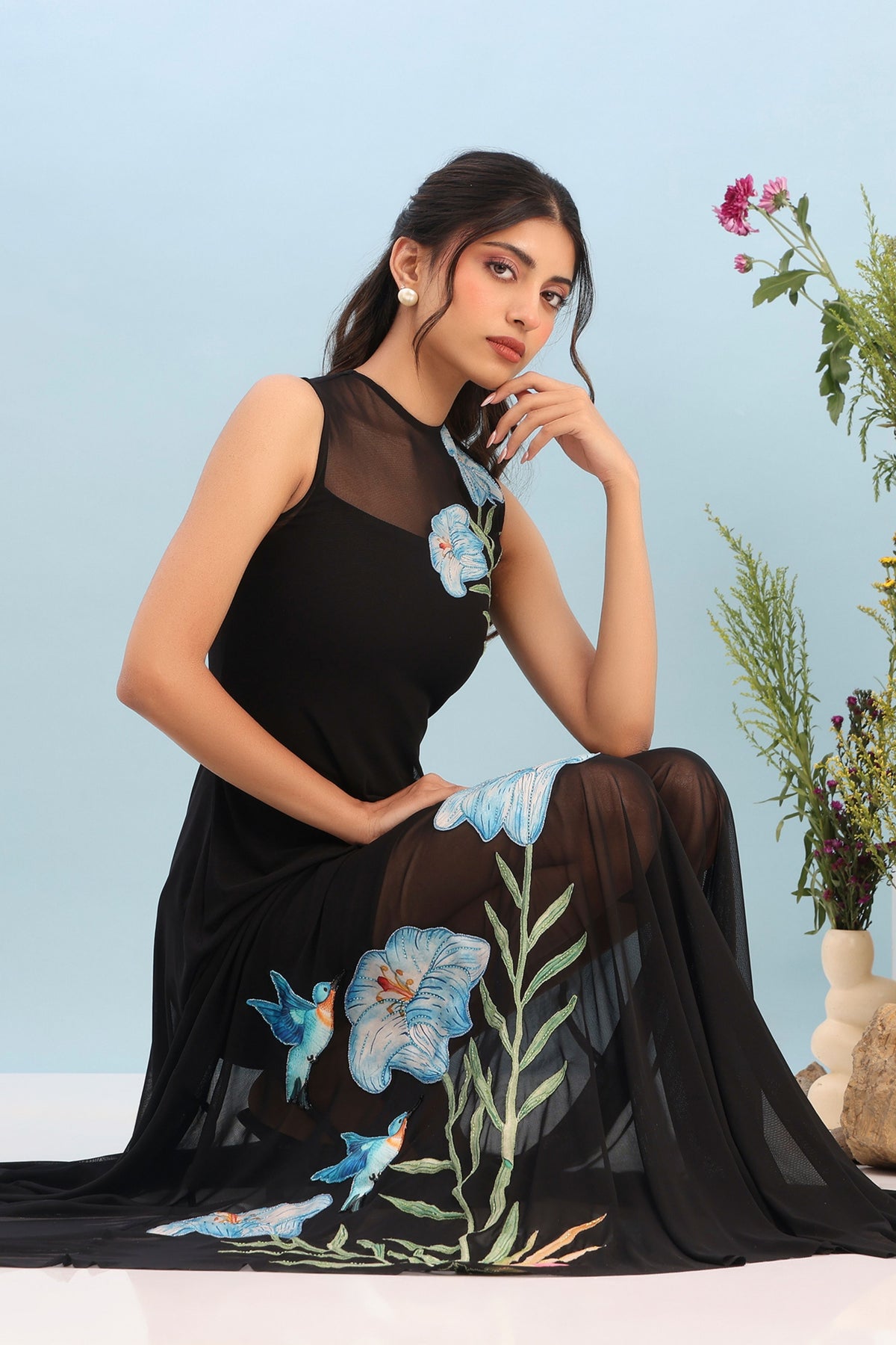 Short Neoprene Embro Dress Set