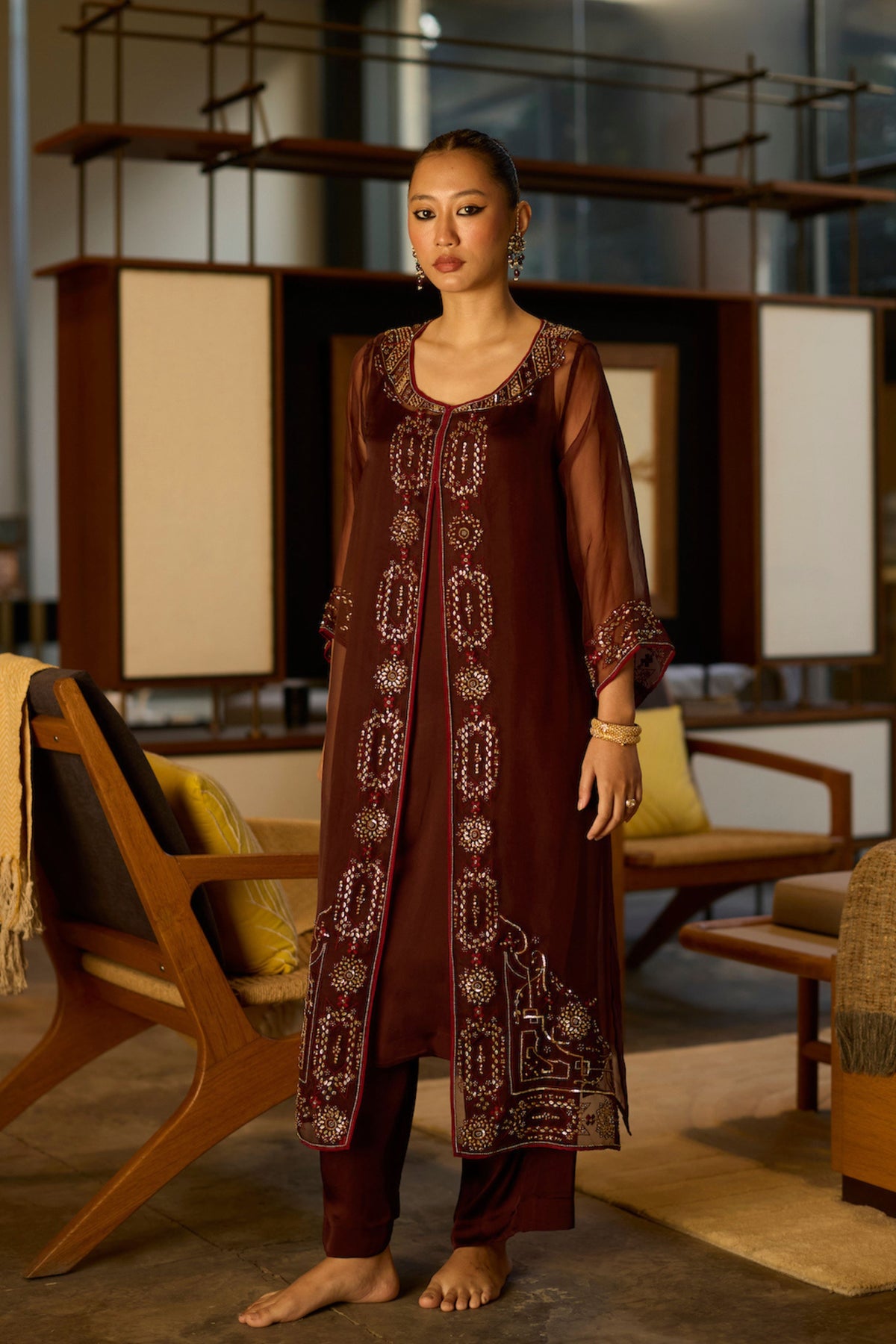 Brown Rawani Kurta Set