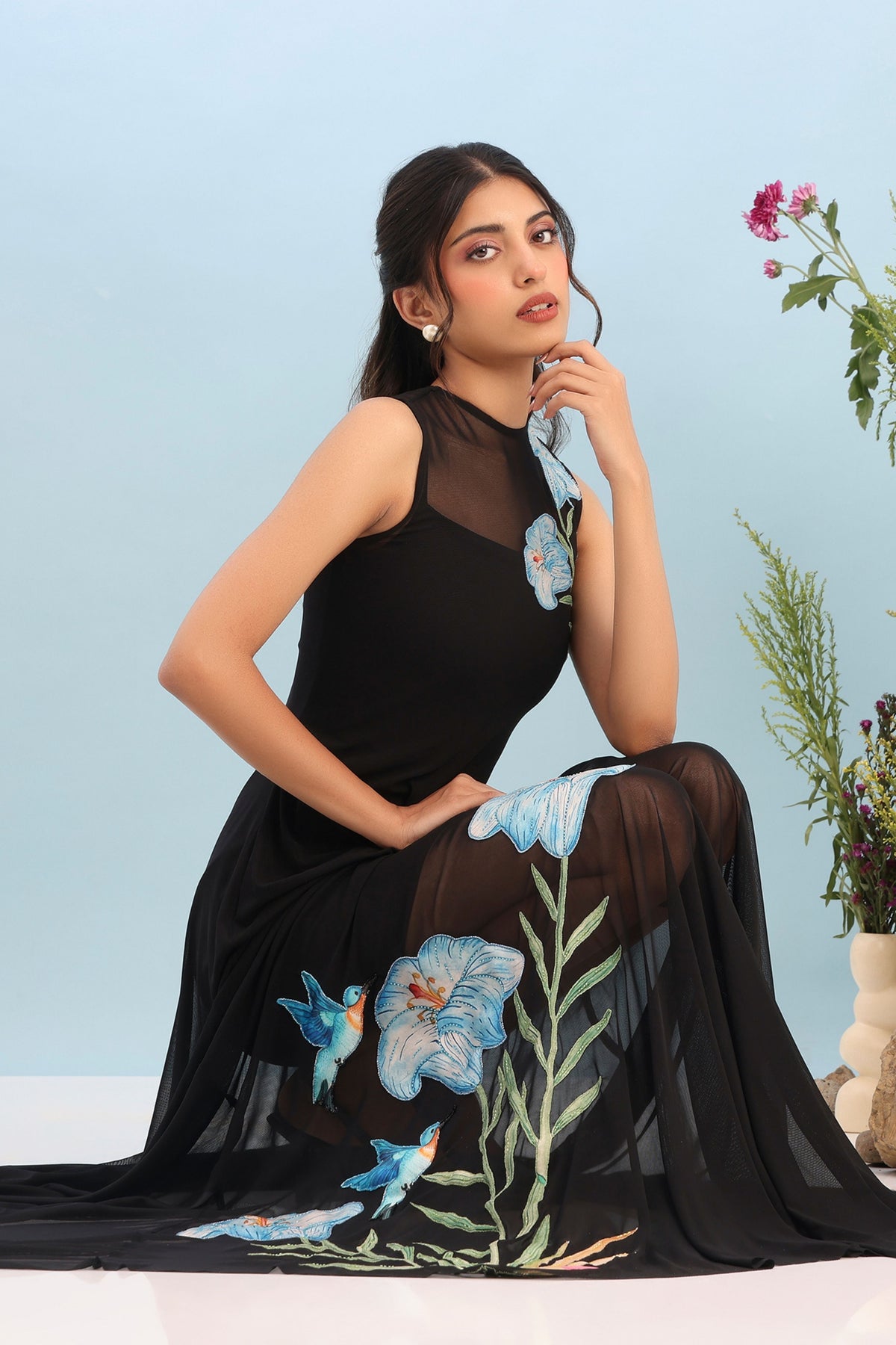 Short Neoprene Embro Dress Set