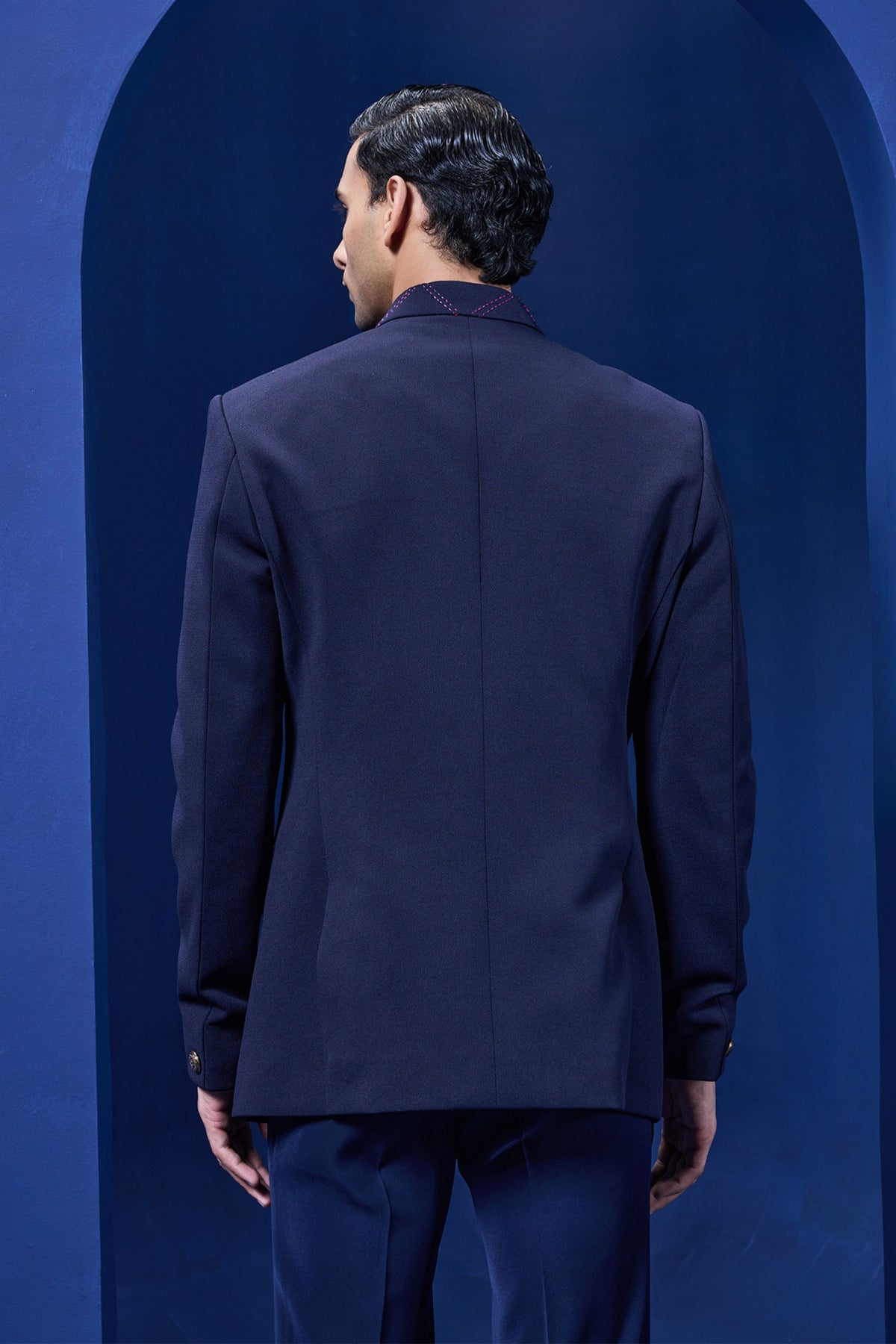 Navy Blue Bandhgala Set