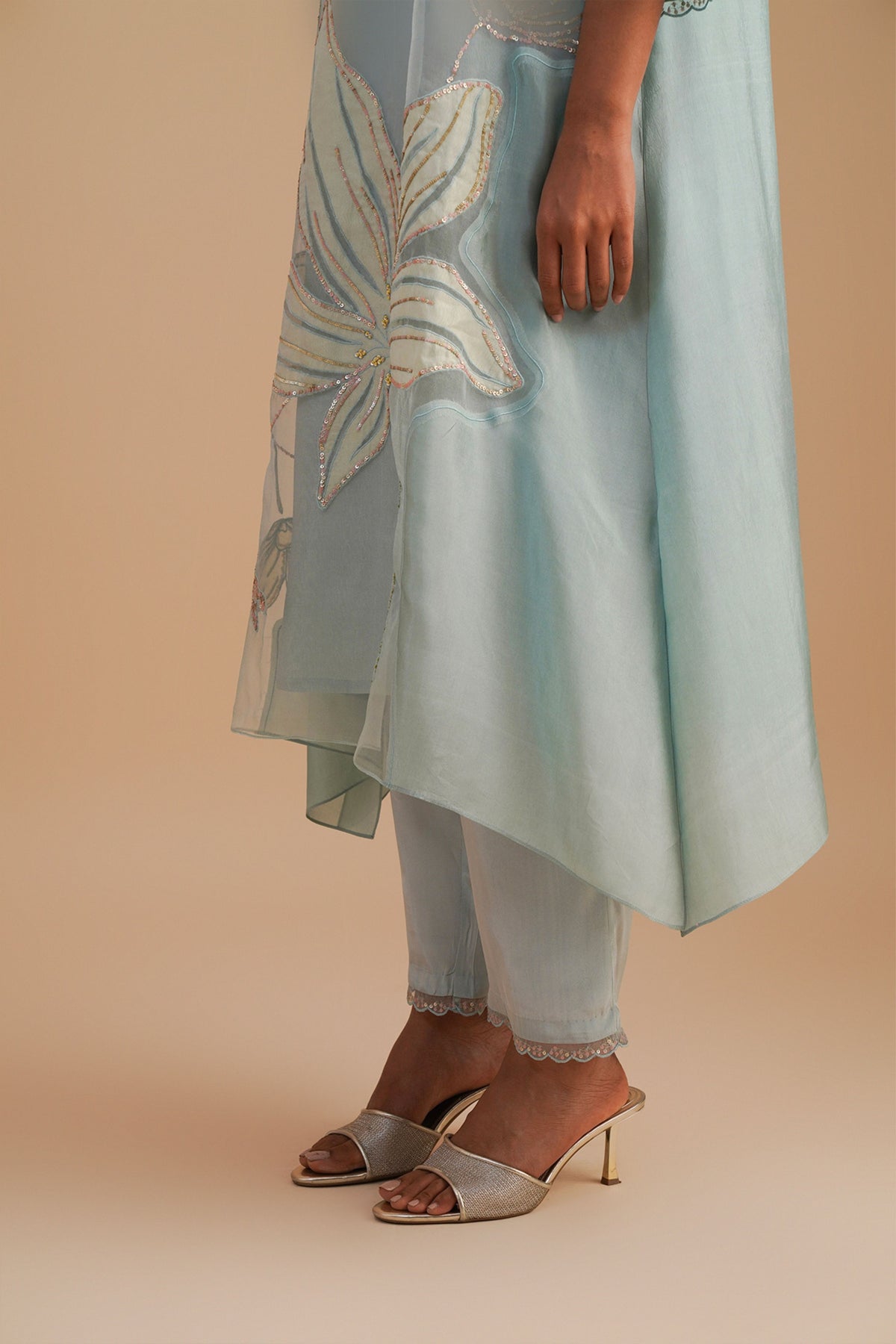 Organza Powder Blue Kurta Set
