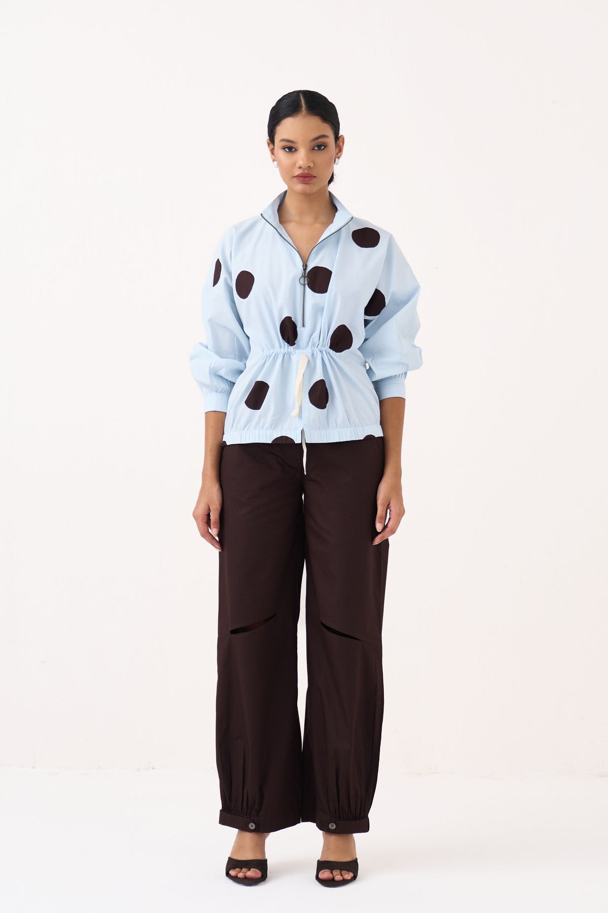 Drawstring Polka Top