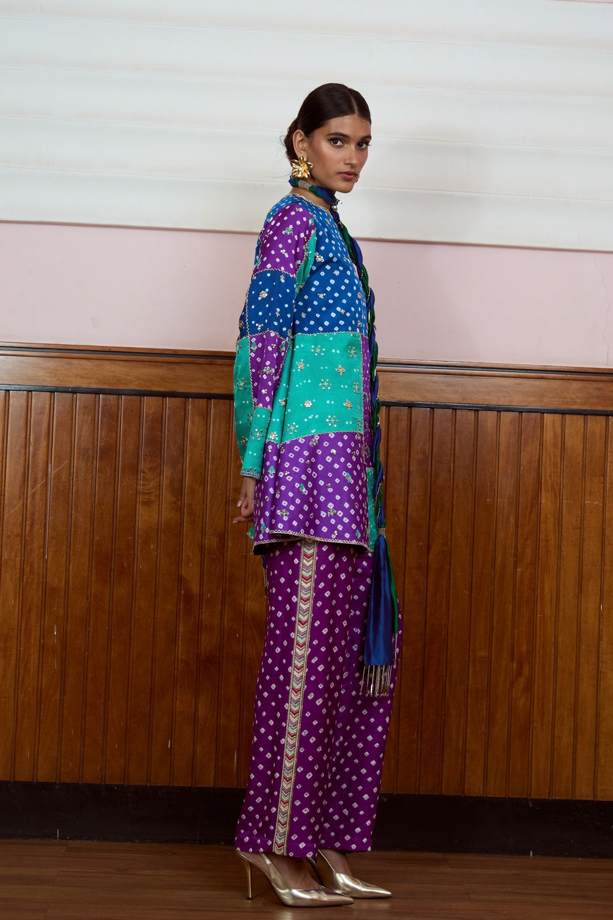 Nazariya Patchwork Bandhani Kurta Set