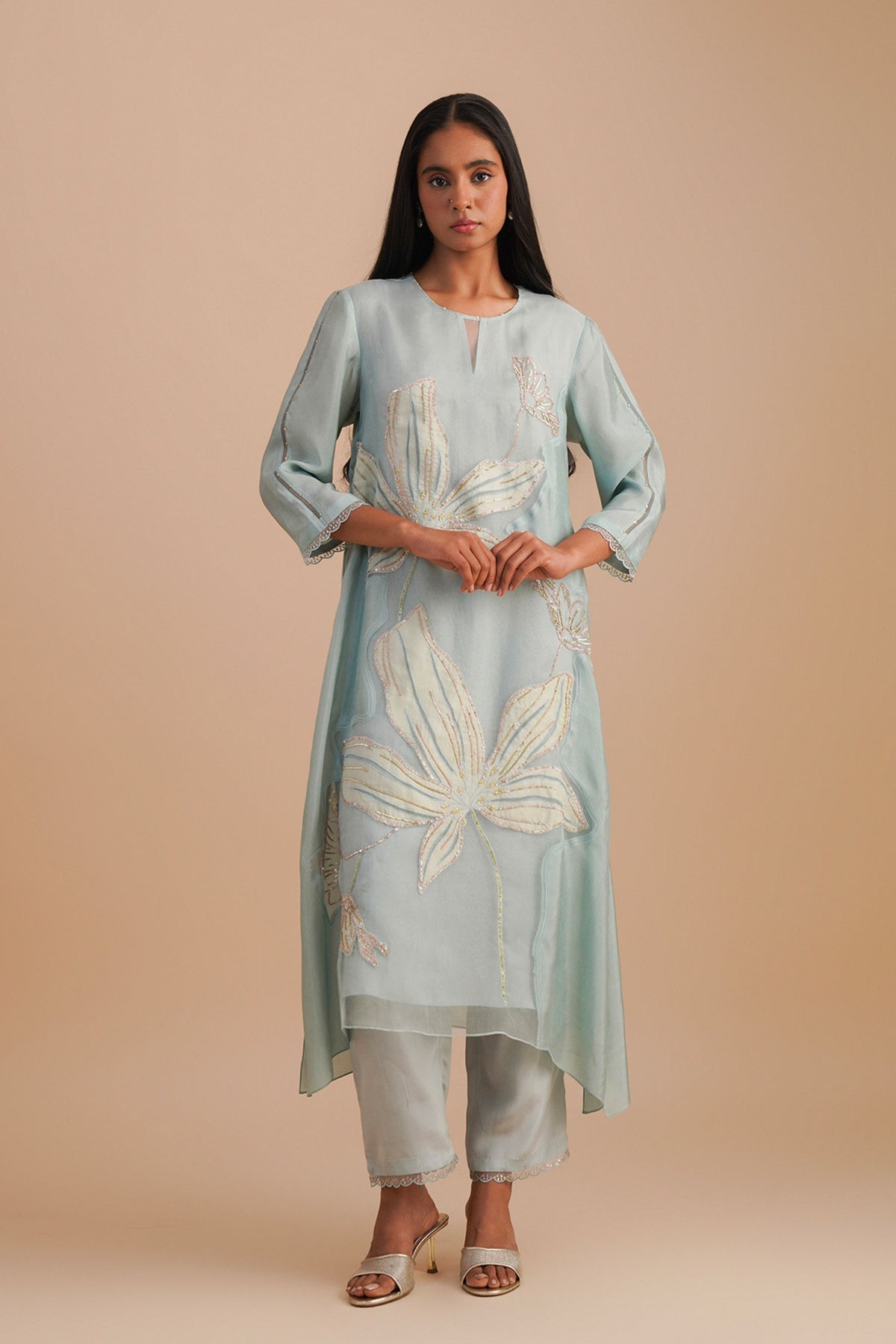 Organza Powder Blue Kurta Set