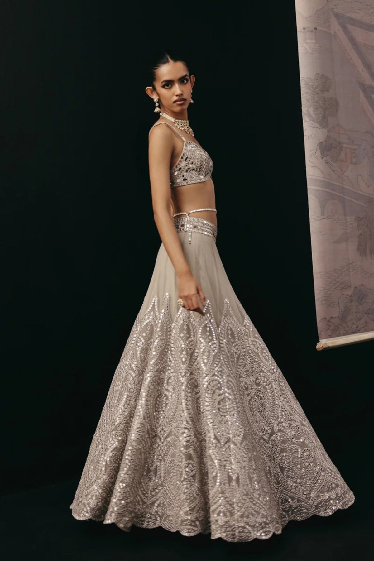 Silver Zari Lehenga Set