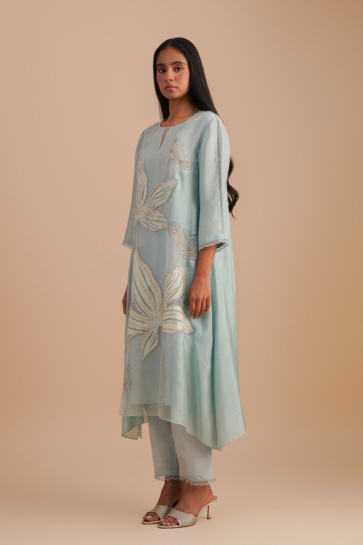 Organza Powder Blue Kurta Set