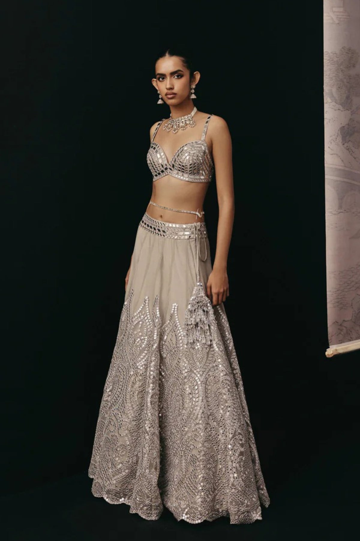 Silver Zari Lehenga Set