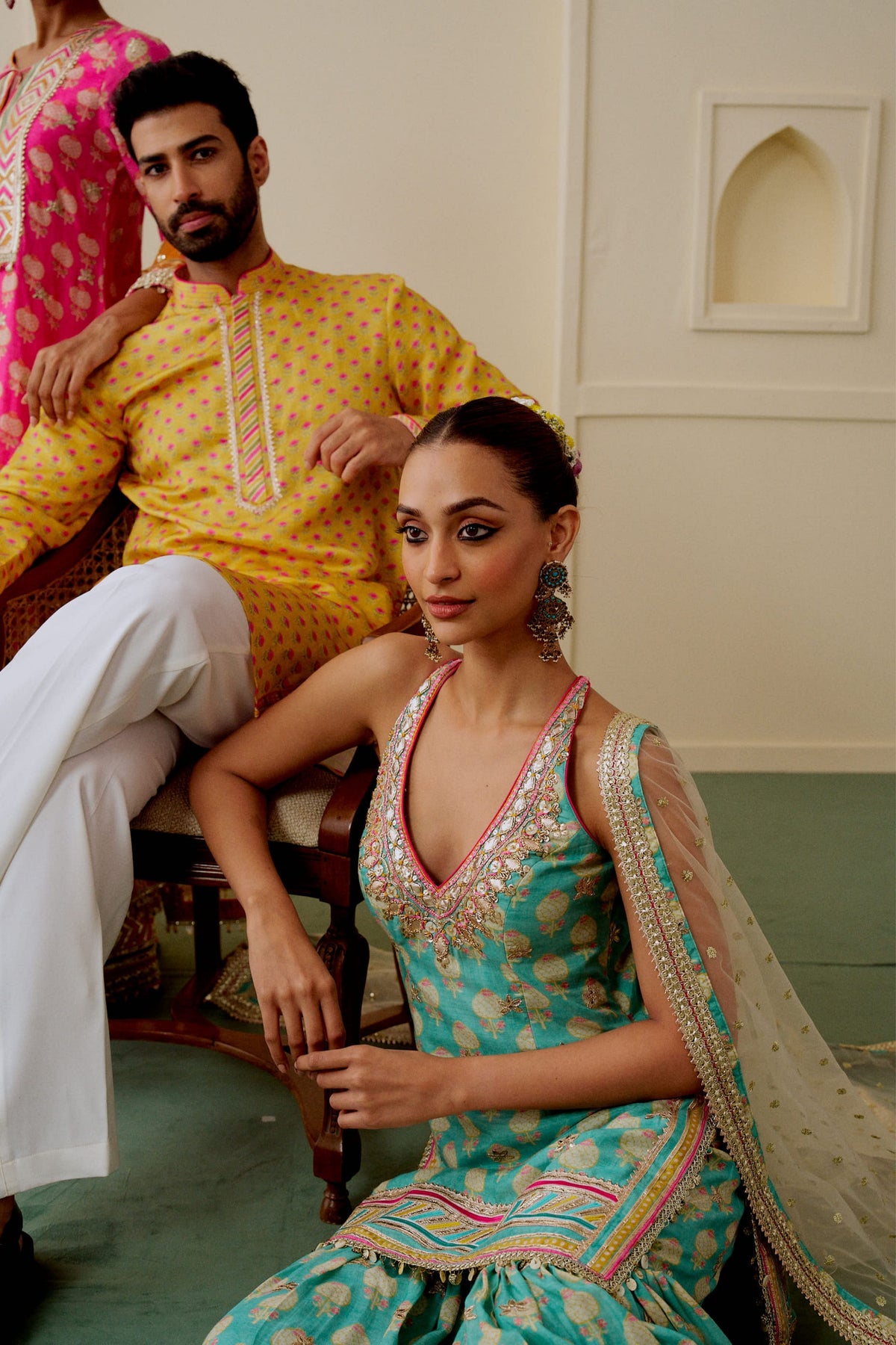 Aqua Dwisha Halter Sharara Set