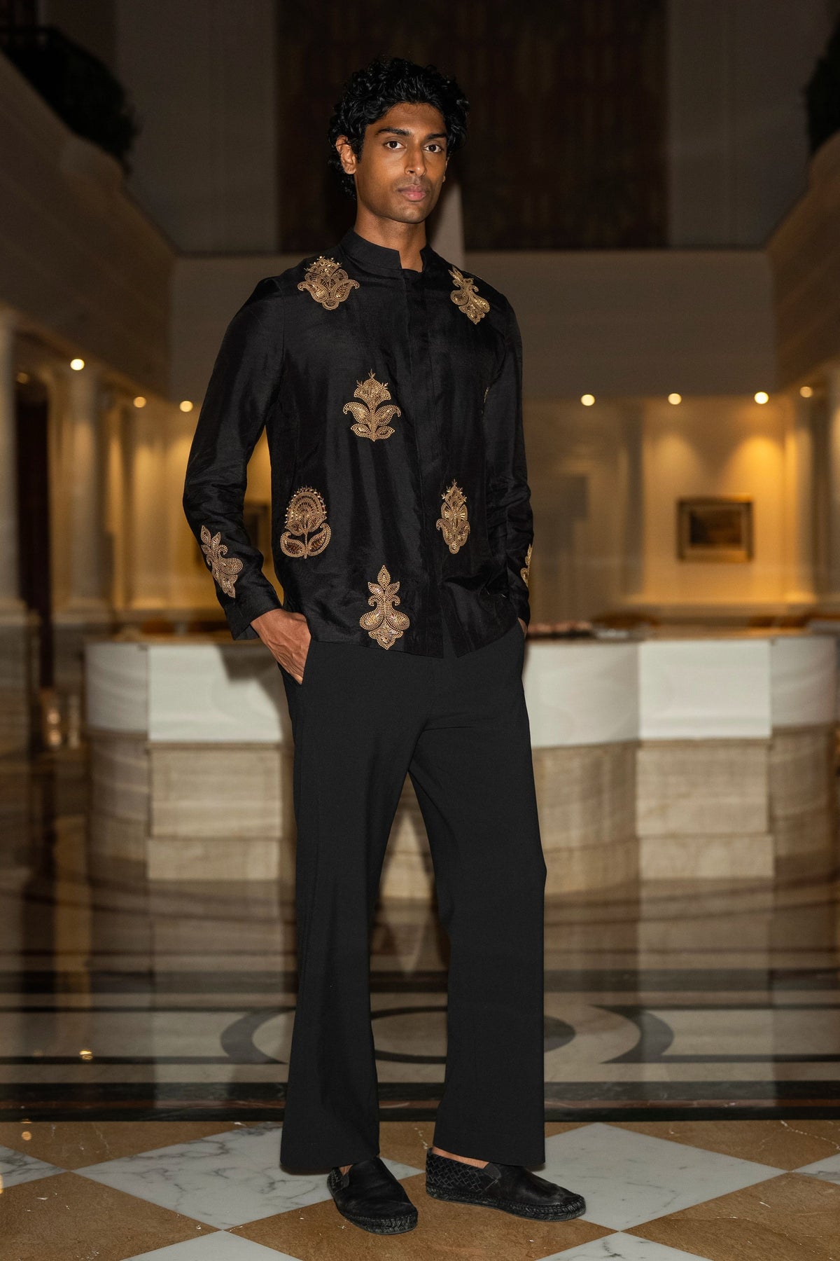 Embroidered Shirt & Straight Cut Pants