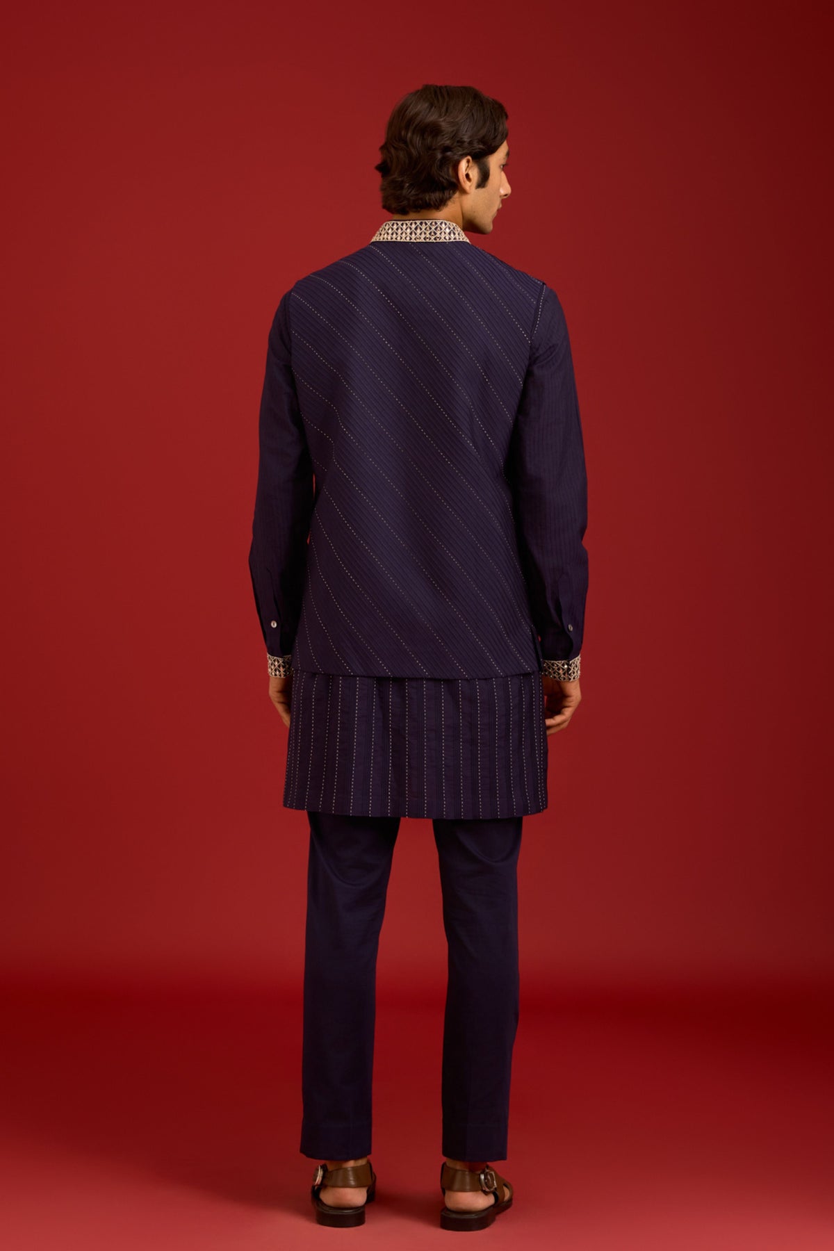 Navy Cotton Silk Bundi Set