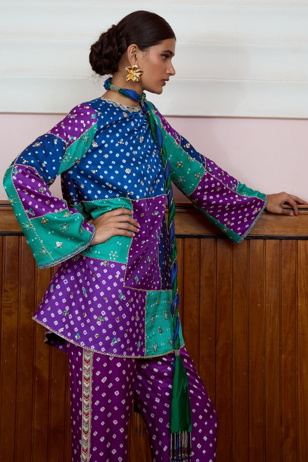 Nazariya Patchwork Bandhani Kurta Set