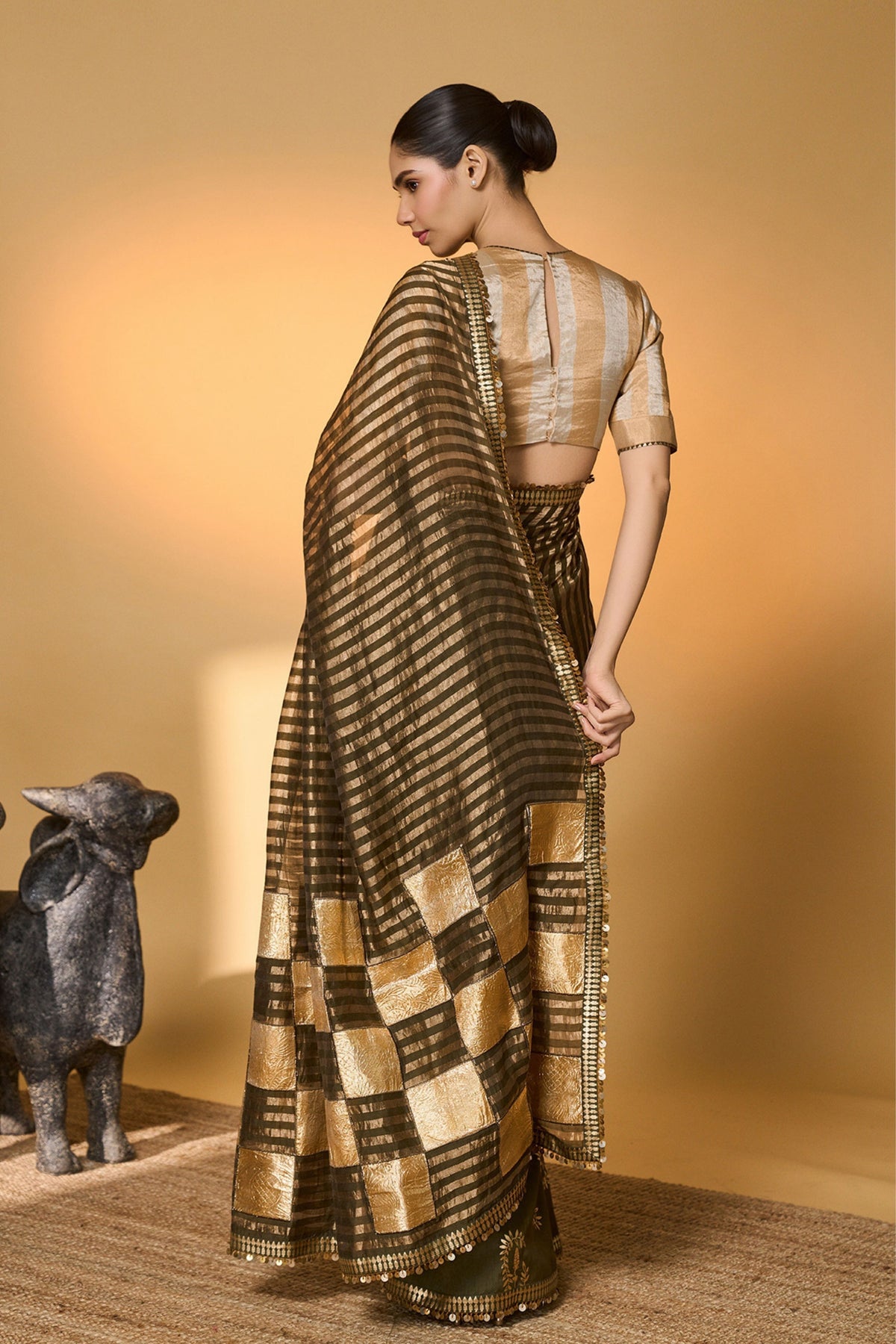 Plum Corncrest Gota Saree