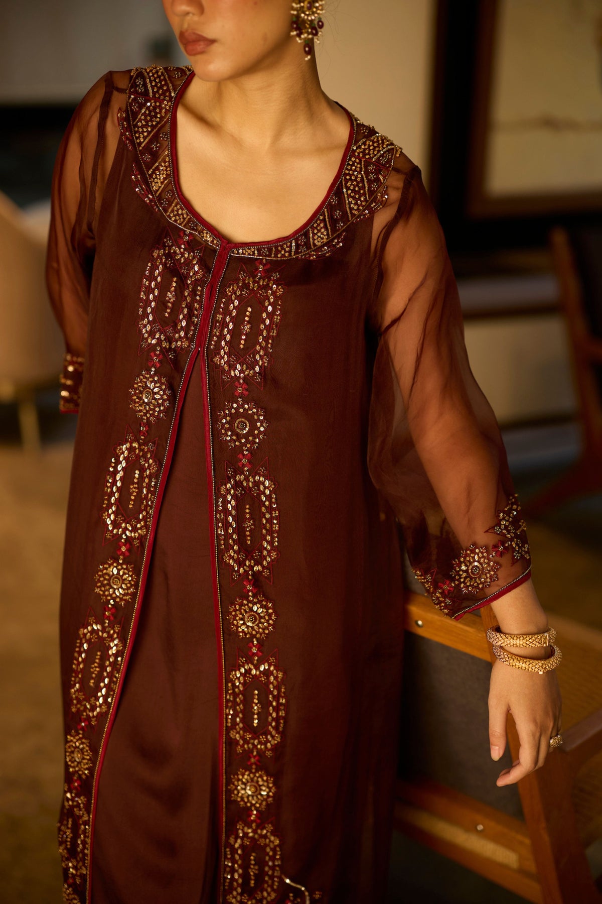 Brown Rawani Kurta Set