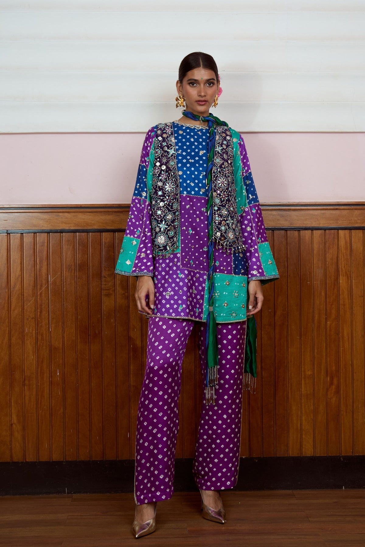 Nazariya Patchwork Bandhani Kurta Set