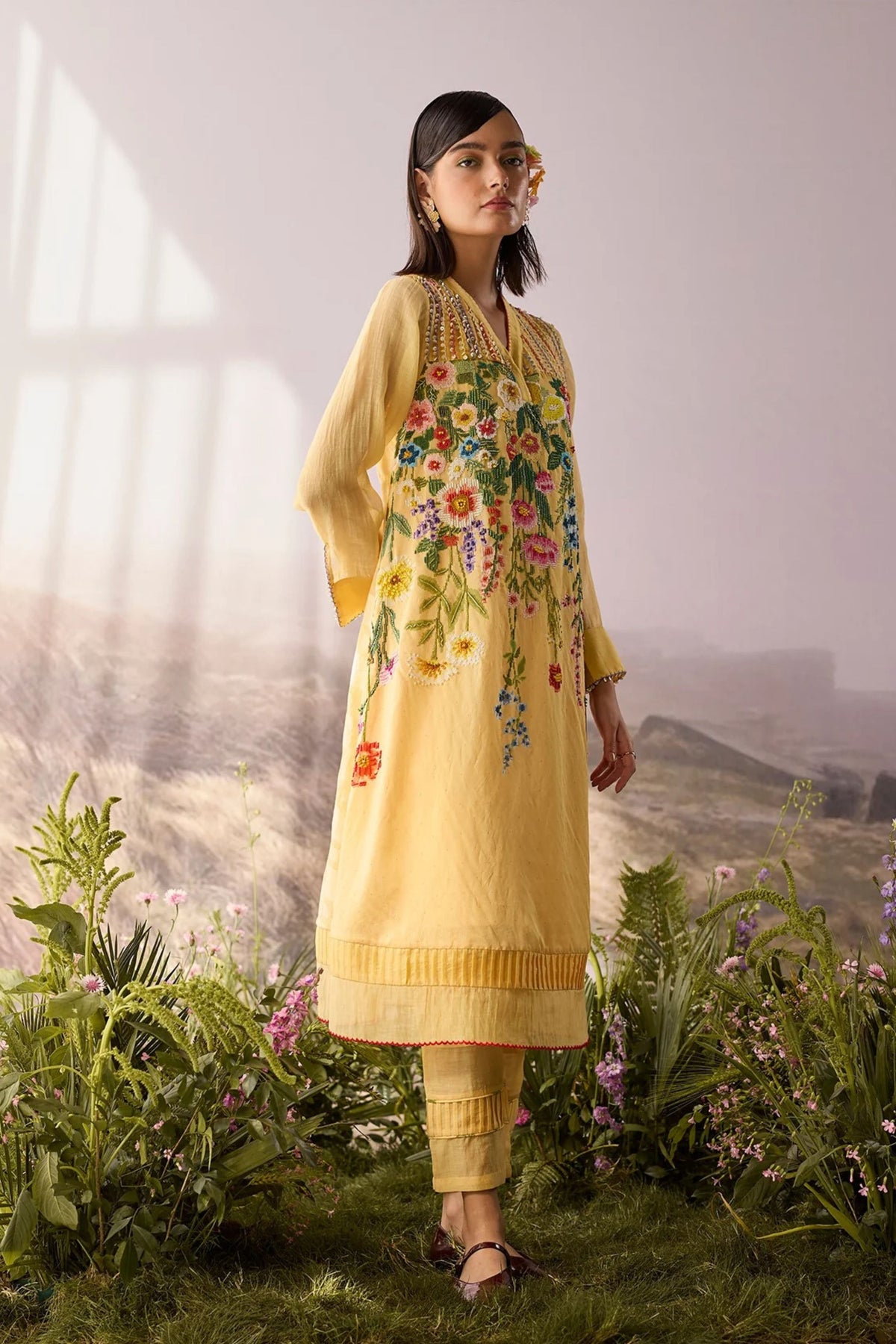 Sunray Floral Beaded Kurta