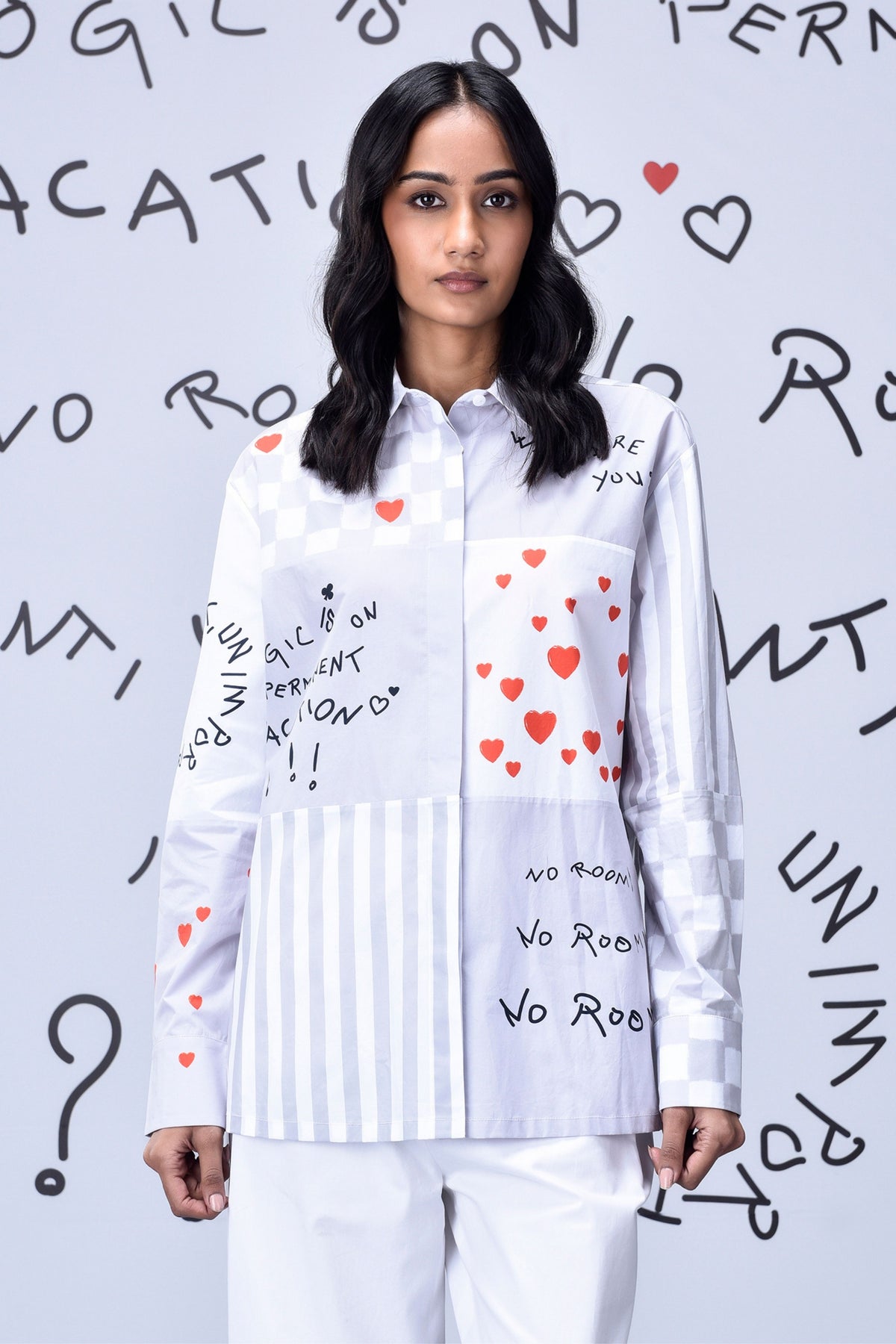 Women&#39;s Chess Board Shirt Pearl Grey